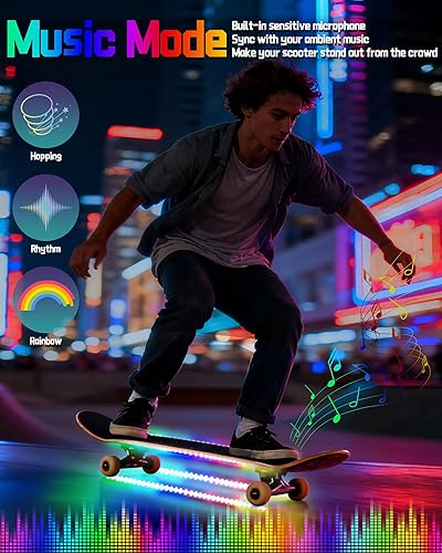 Miniatura 4 de Luces LED para montar en scooter nocturno, control remoto y aplicación, luces coloridas para monopatín, luces a pilas para bicicleta eléctrica, 60