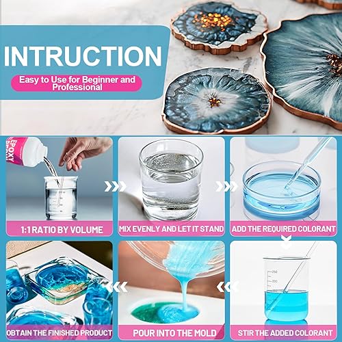 Miniatura 5 de Resina epoxi de 32 onzas, epoxi transparente de curado rápido, sin burbujas, sin amarillamiento para manualidades, fabricación de joyas, resina