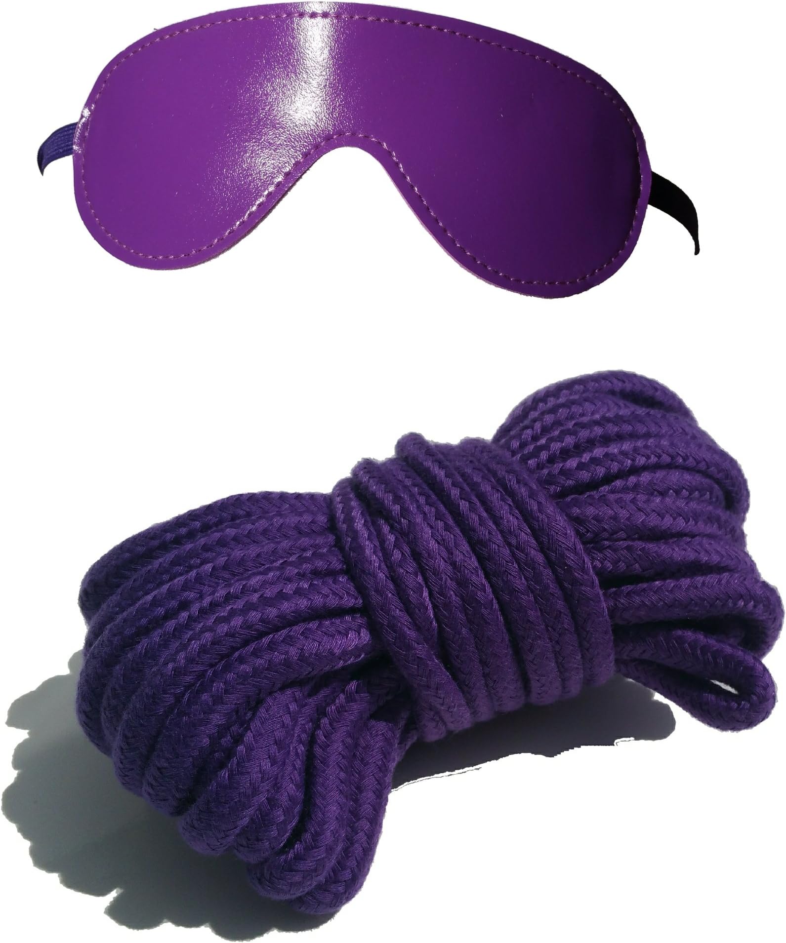 Purple Soft Rope Blindfold Set 32ft 10 Meters Multi-Purpose Washable Braided Cord with Color Matching Mask