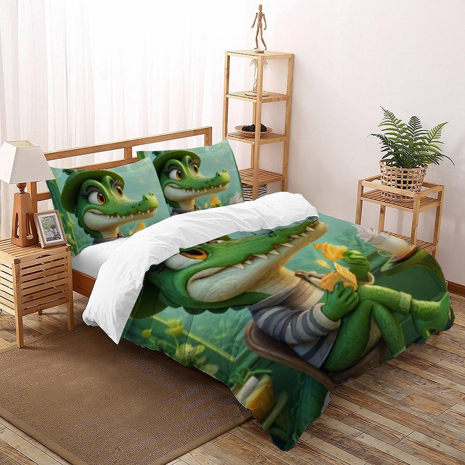 Housse de couette animaux 3D grand format 220x240 sans repassage pour lit enfant
