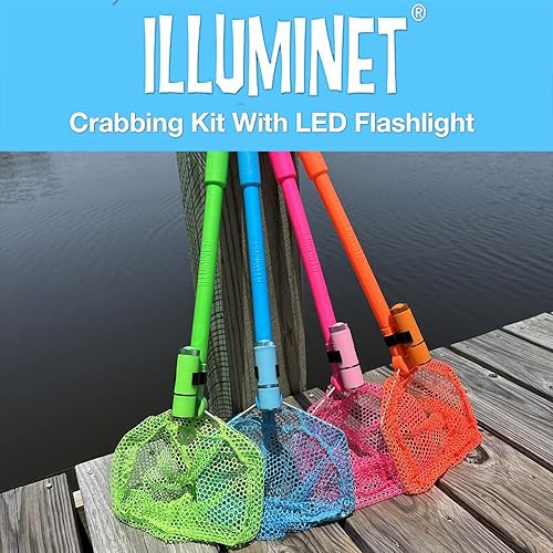 Miniatura 7 de Caza cangrejos y bichos, linterna a prueba de agua, brazalete LED brillante, Red flotante de plástico, aro de acero inoxidable de 8 pulgadas