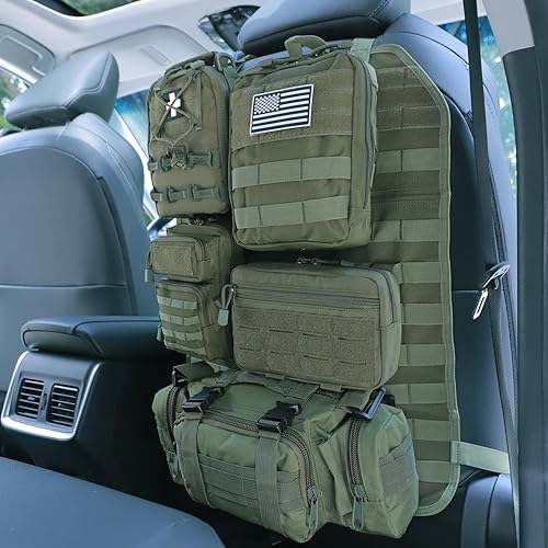 Miniatura 33 de Organizador táctico universal para respaldo de asiento, bolsa de almacenamiento con 5 bolsas Molle desmontables para todos los vehículos como Jeep