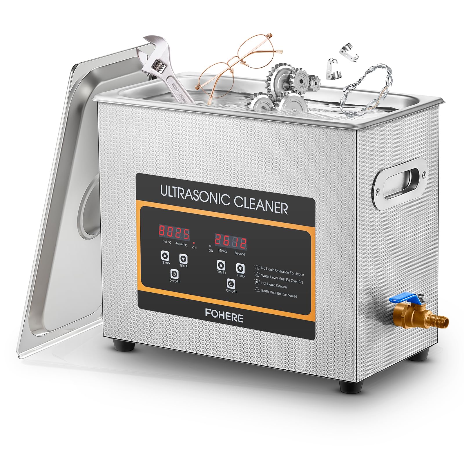 Myjka ultradźwiękowa 6,5 L, stal nierdzewna 304, z timerem ogrzewania, profesjonalny cyfrowy laboratoryjny ultradźwiękowy oczyszczacz części, do czyszczenia biżuterii, okularów, części samochodowych
