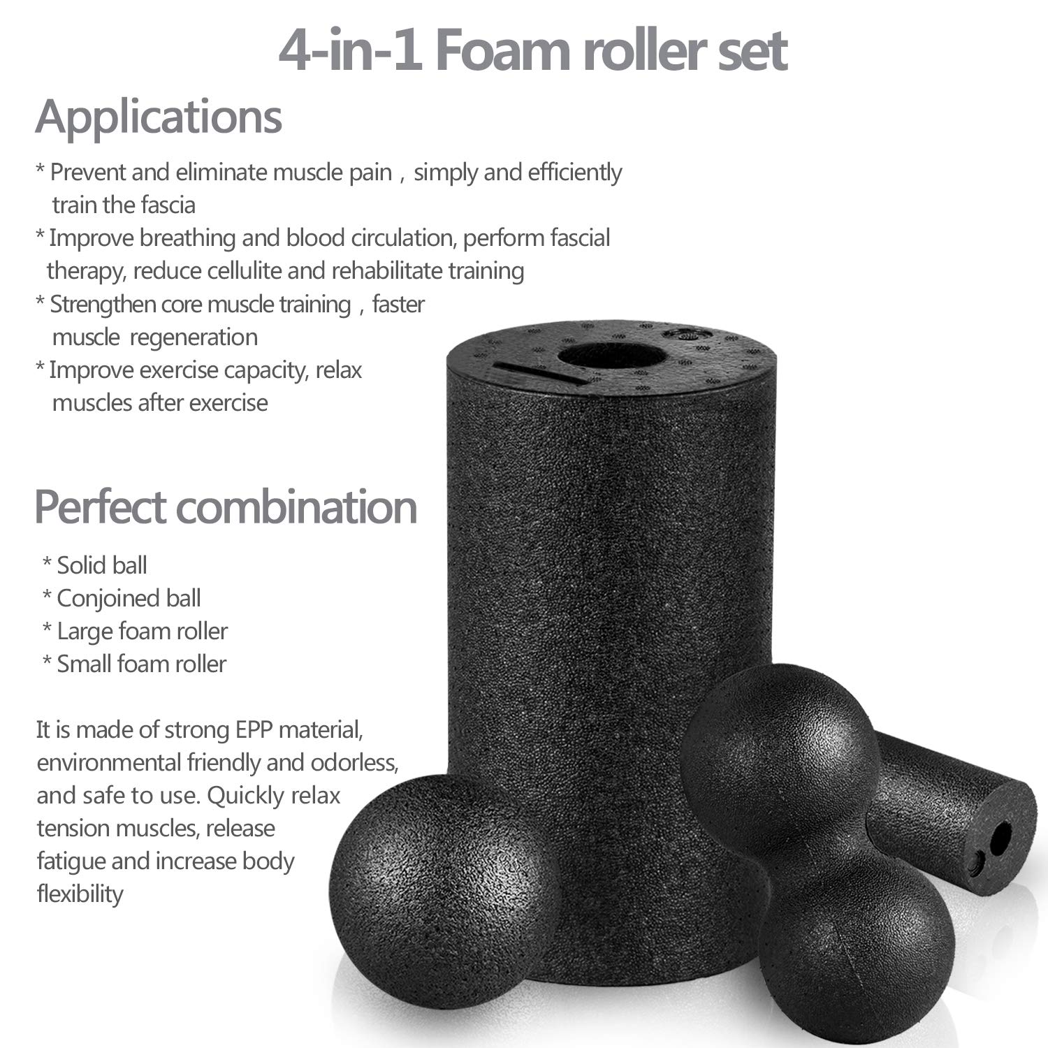 Set Foam Roller 5 In 1 HBselect - Con Rullo, Bastone, Palline Per Massaggio Muscolare - Foto 10