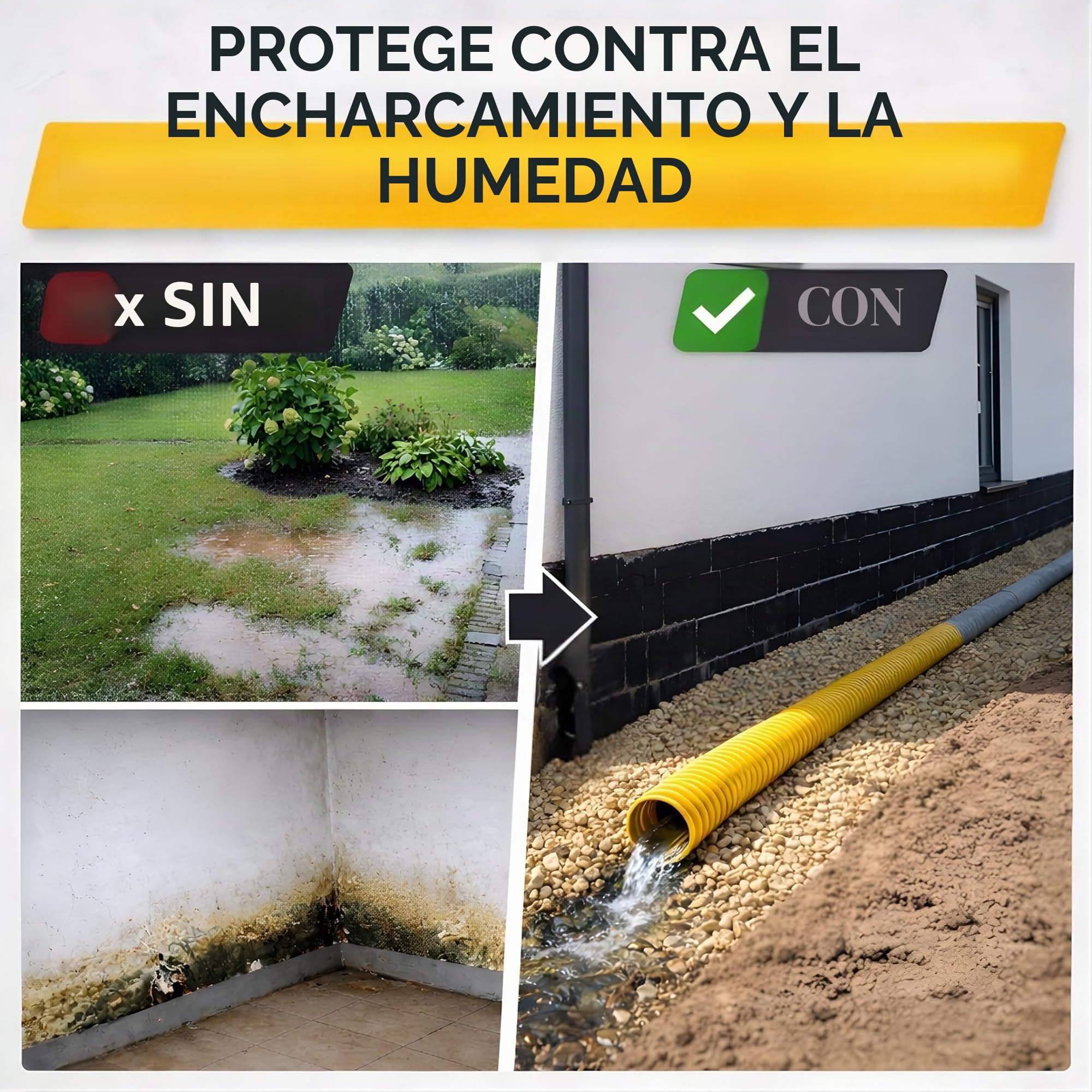 10 M Tubo de drenaje DN 80 perforadas con filtro de coco, revestida Coco