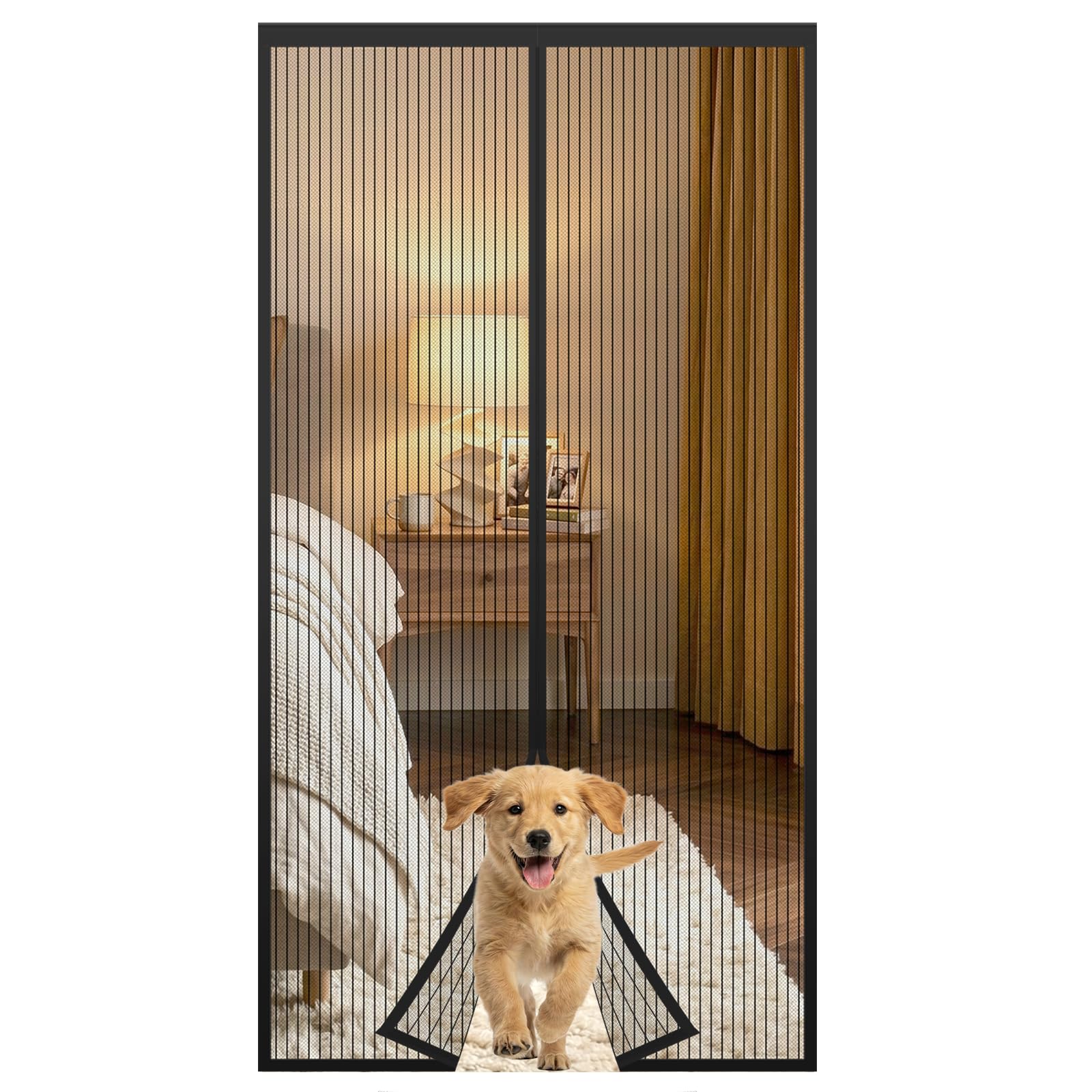 Anpro Fly Screens for Doors,Powerful Magnets and Full Frame Magic Tape Magnetic Door Curtain,Heavy Duty Self-Sealing Mesh,Door Screen Automatically Closes 220 x 110 cm — image 1