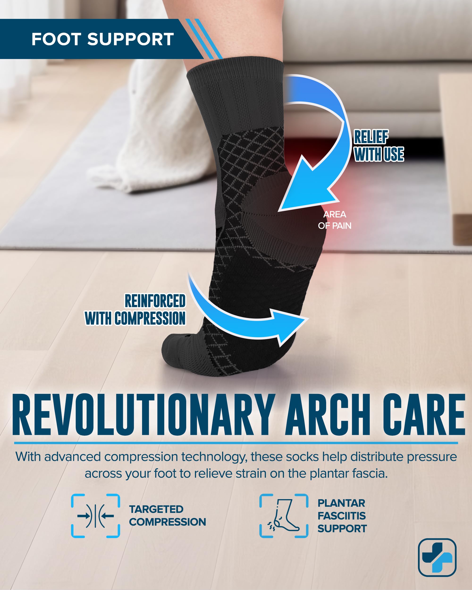 Doctor's Select Kompressionssocken für Plantarfasziitis, Achillessehnenentzündung und Plantarfasziitis, 2 Paar