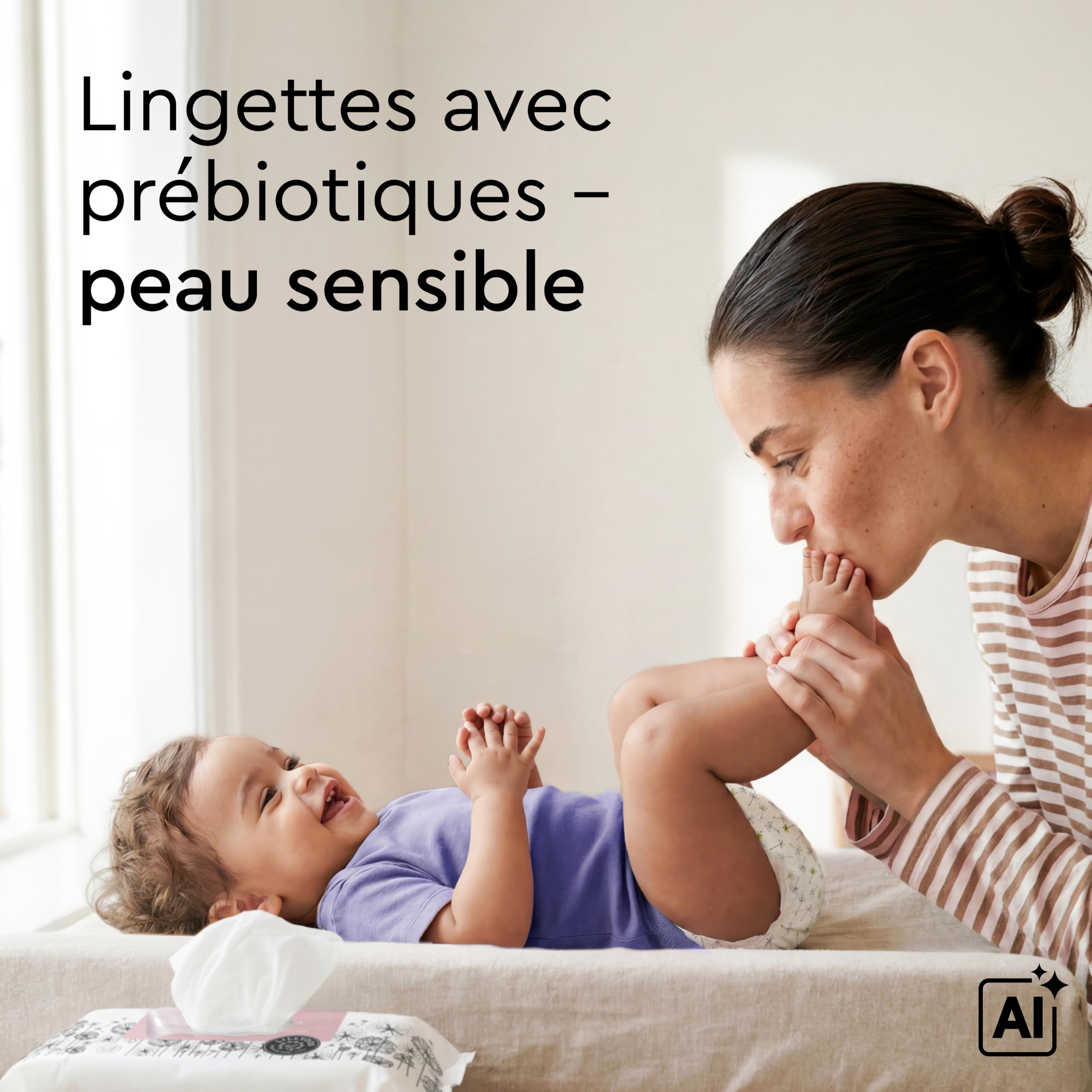 Lingettes avec prébiotiques LILLYDOO, 600 unités (10x60), renforcent la barrière naturelle de la peau, tissu 100% sans plastique, douces et sans parfum, testées dermatologiquement