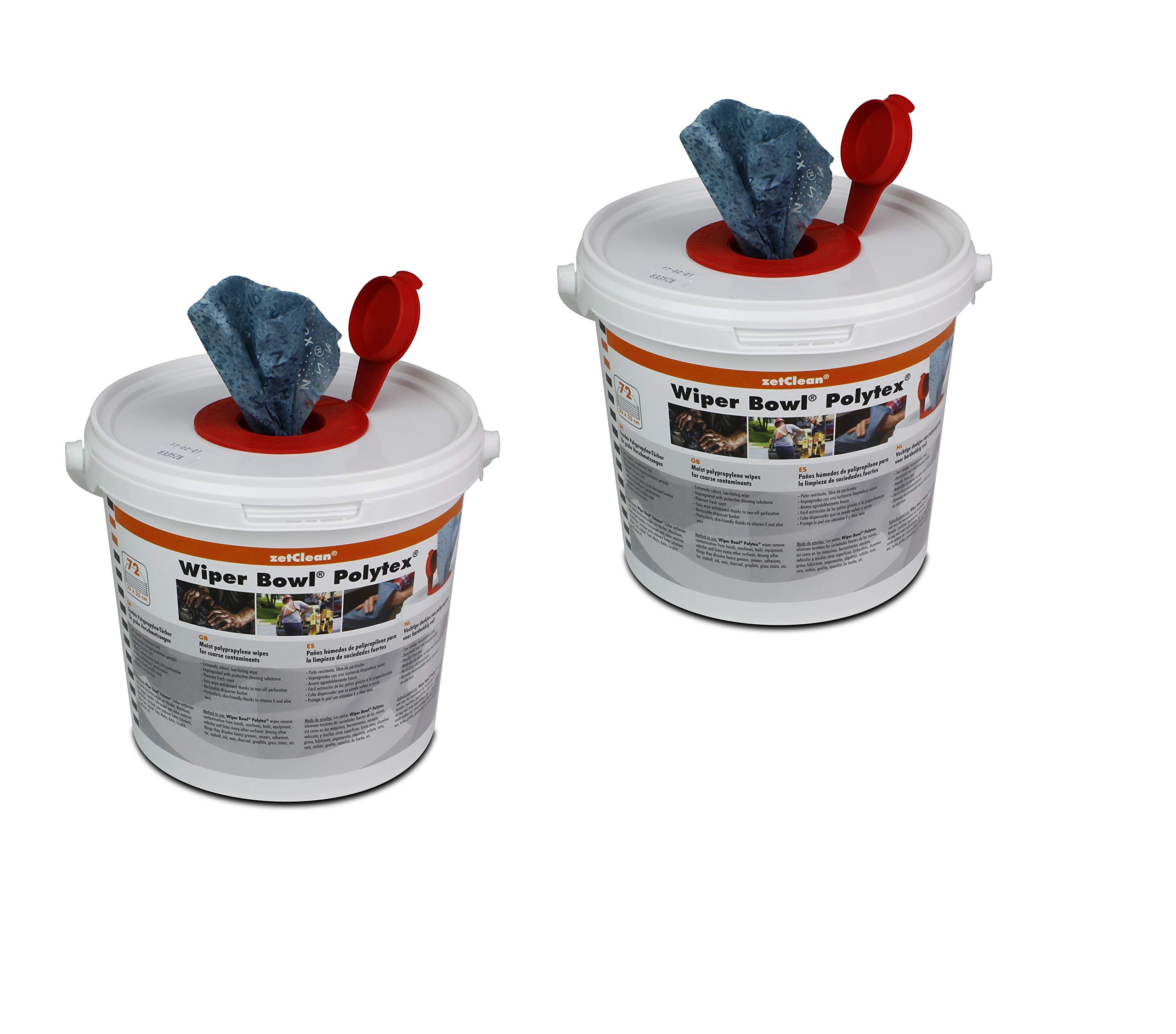 6x ZVG Wiper Bowl Polytex feuchte Reinigungstücher im Spender-Eimer - Polypropylen Waschtücher - Tücher 25 x 25 cm Werkstatt Gewerbe Auto KFZ Motorrad und Haushalt, Aloe Vera