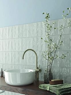 Atlas Ceramics - Porcelain Gloss Tile - Versatile Laying Options - Bathroom & Shower Wall - Kitchen or Bathroom Splashback - Traditional Art - Nolita White 2.5 in X 7.8 in