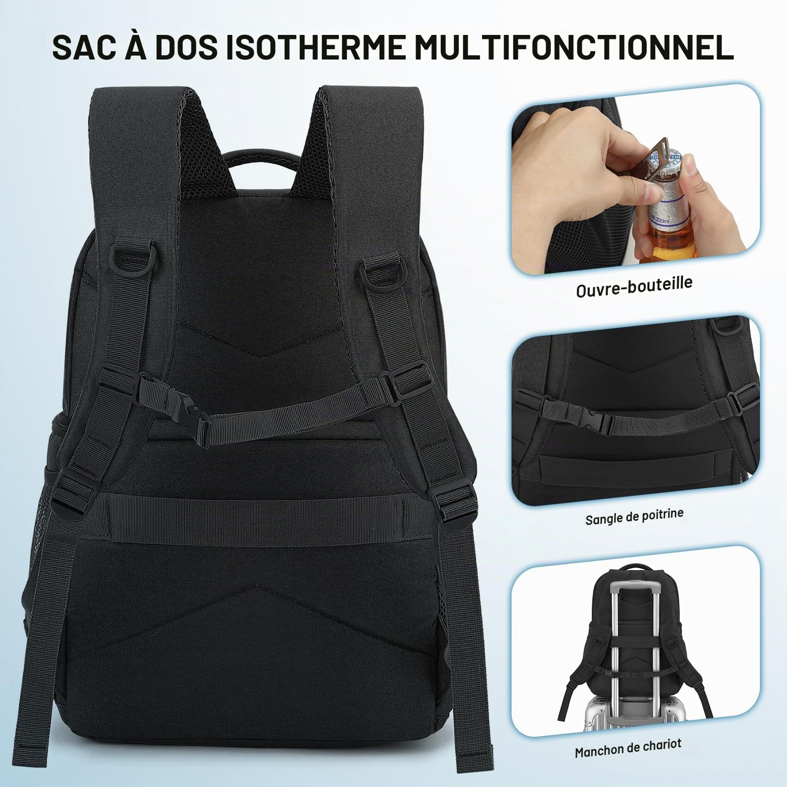 Sac à Dos Isotherme Tactique Cooler à Deux Compartiments Sac a Dos Glaciere Petit Sac Pique Nique avec 2 Compartiments Isotherme pour Hommes Femmes pour Déjeuner, Travail, Plage