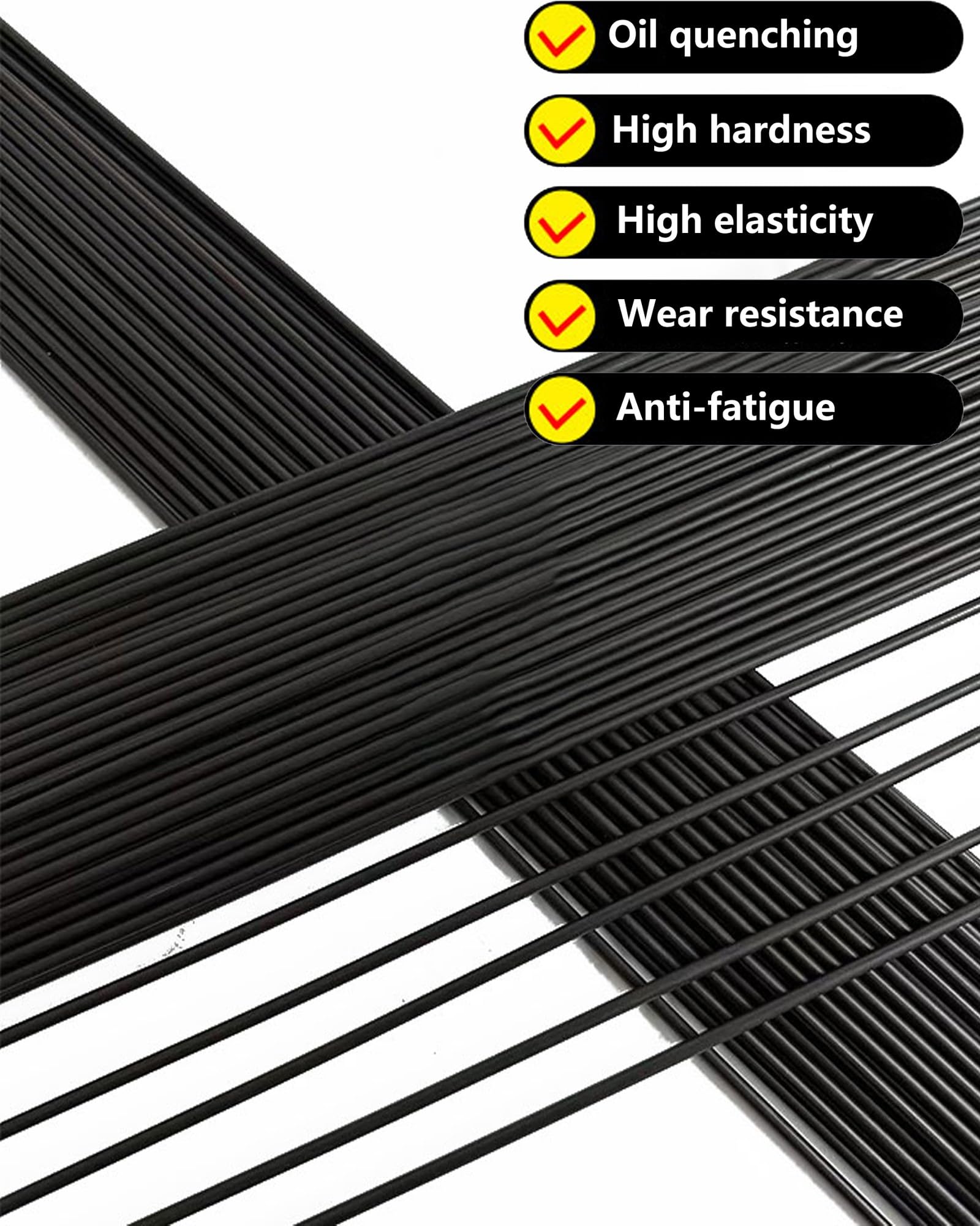Alambre de Acero Inoxidable para muelles, 10 alambres de Acero de Resorte Negro de 500 mm, elásticos.