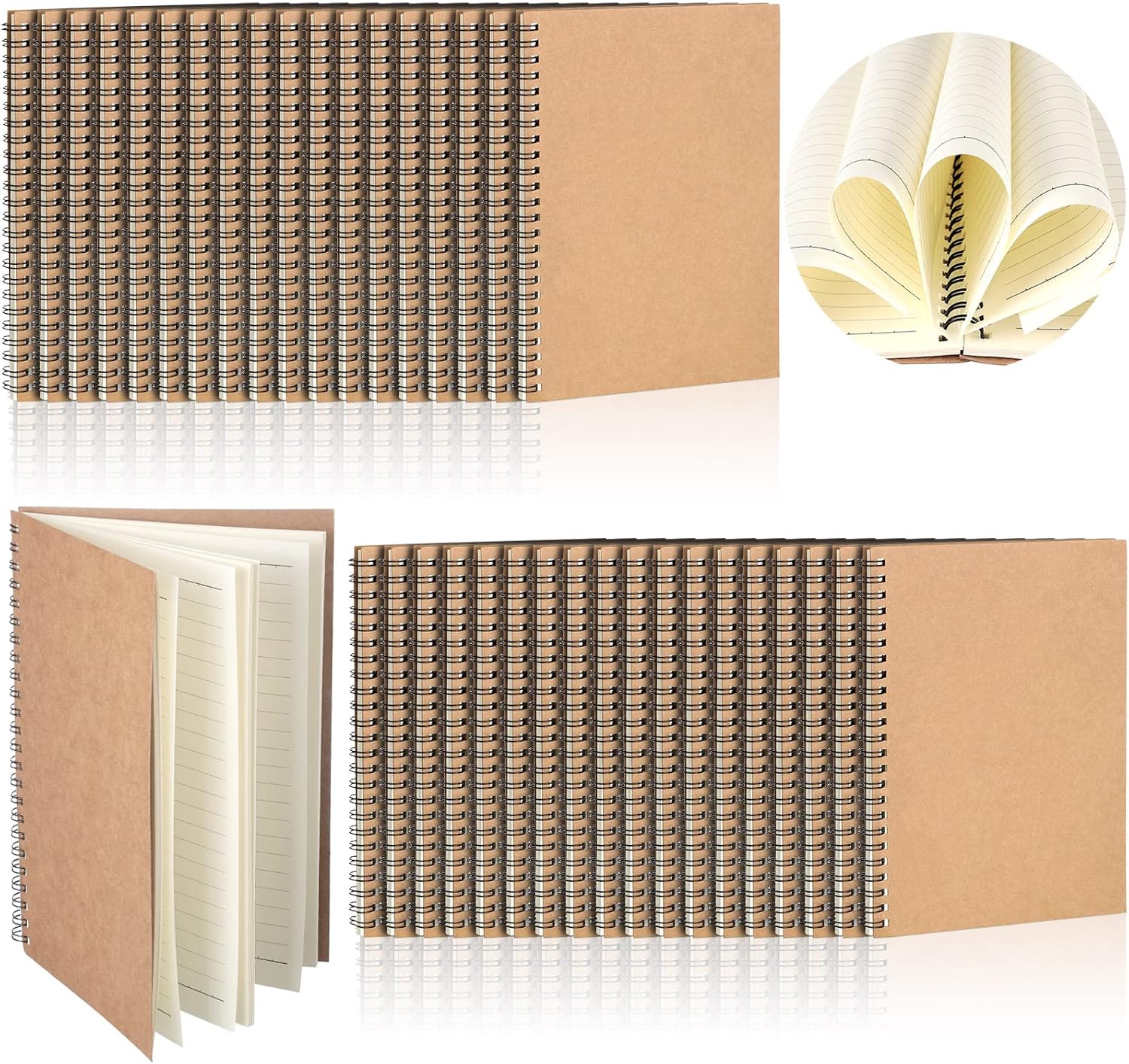36 Packs A5 Spiral Notebook Hardcover Ruled Notebooks Soft Cover Spiral Journal College Writing Subject Lined Notebook 5.5 x 8.3 Inch 50 Sheets 100 Pages Lined Paper for Office School (Brown)