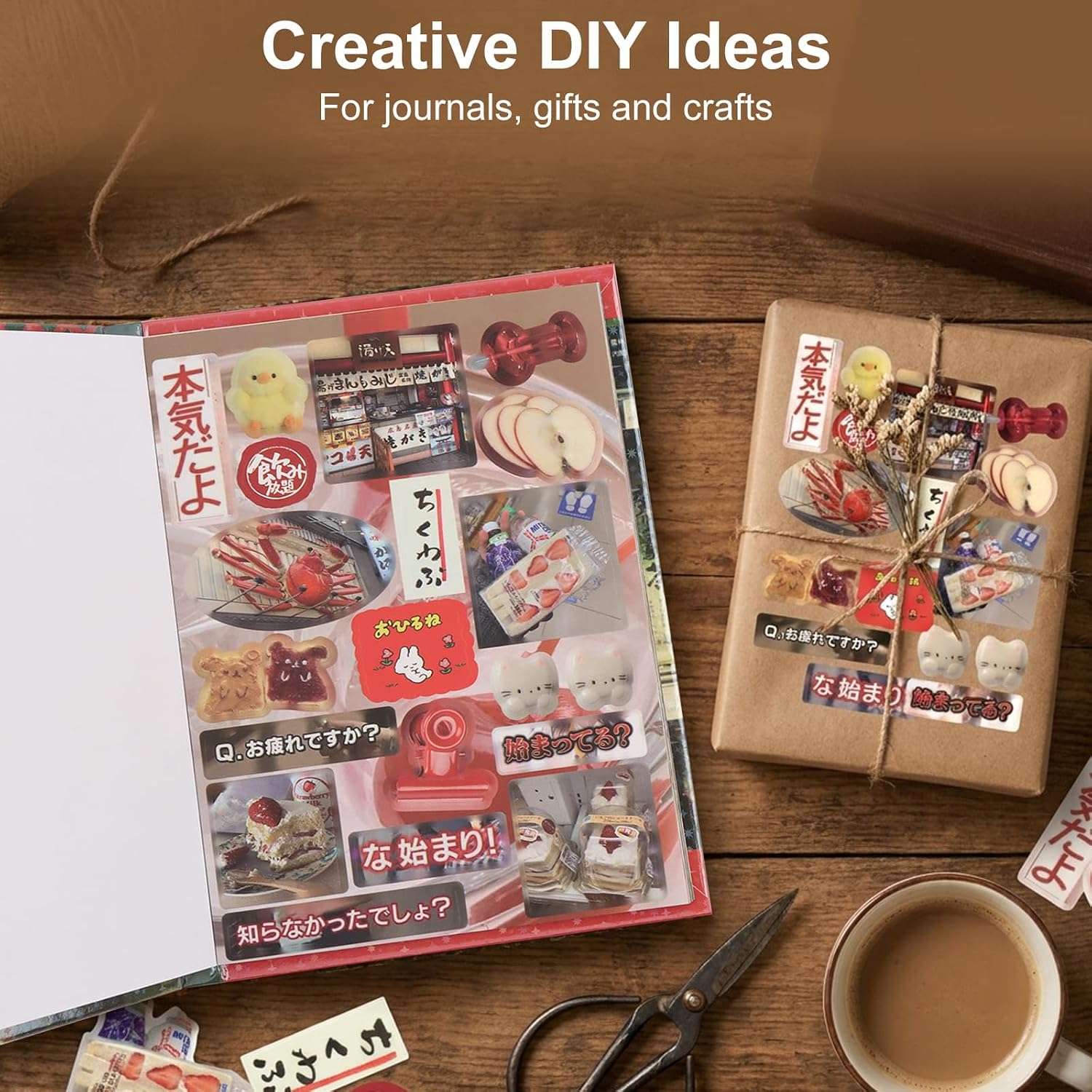 45-Sheets/800+ Japanese Sticker Book for Scrapbook Journal DIY Card Making
