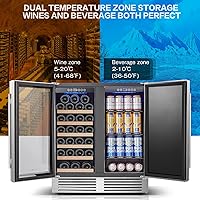 Vista 5 de BODEGA Refrigerador de vino y bebidas independiente de 30 pulgadas. Refrigerador de vino de acero inoxidable de doble zona bajo mostrador, enfriador