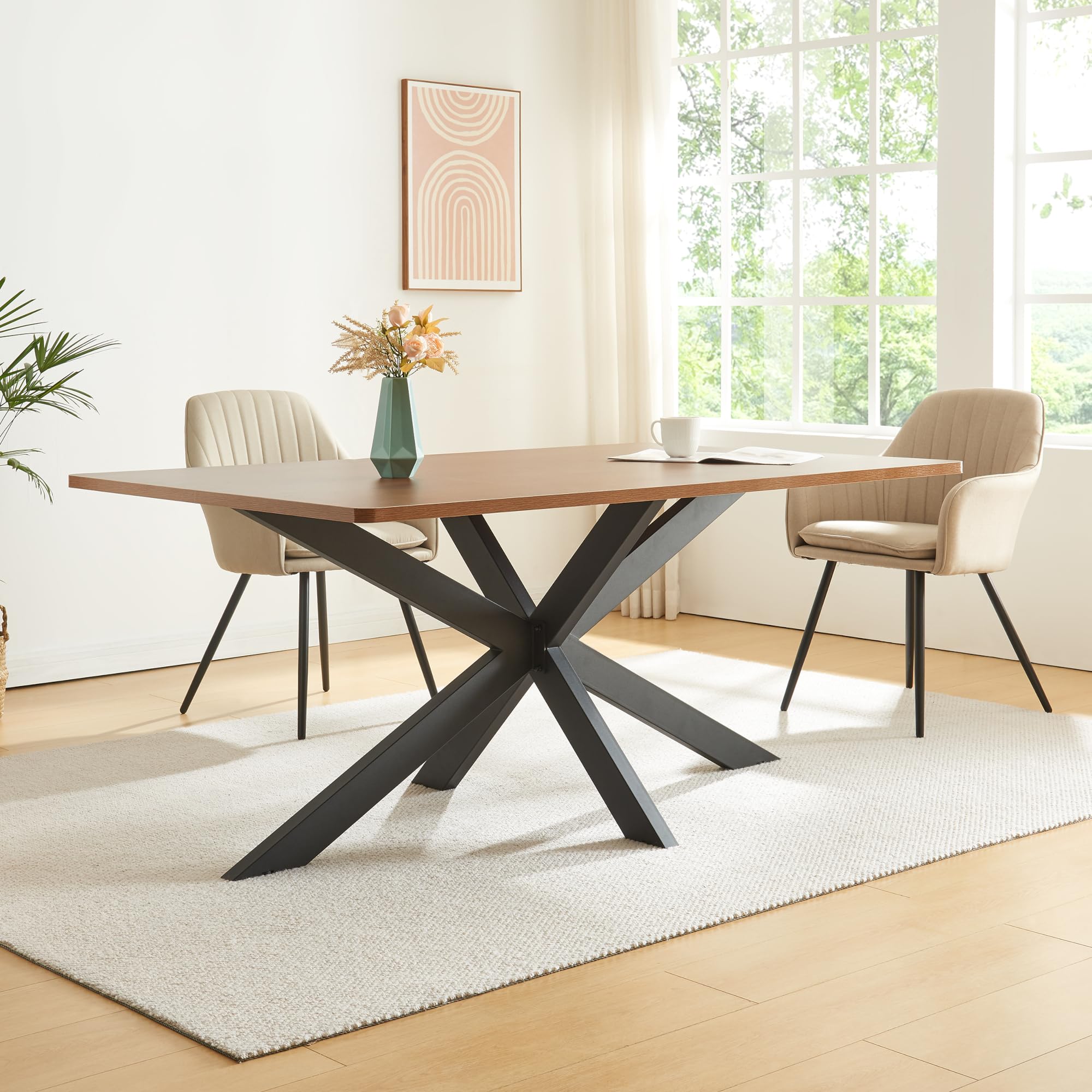 [en.casa] Pata para Mesa de Comedor Oberau DIY Patas para Muebles Armazón de Mesa Comedor Cocina Escritorio con Tornillos de Fijación Ajustables Acero 120 x 68 x 71 cm - Negro