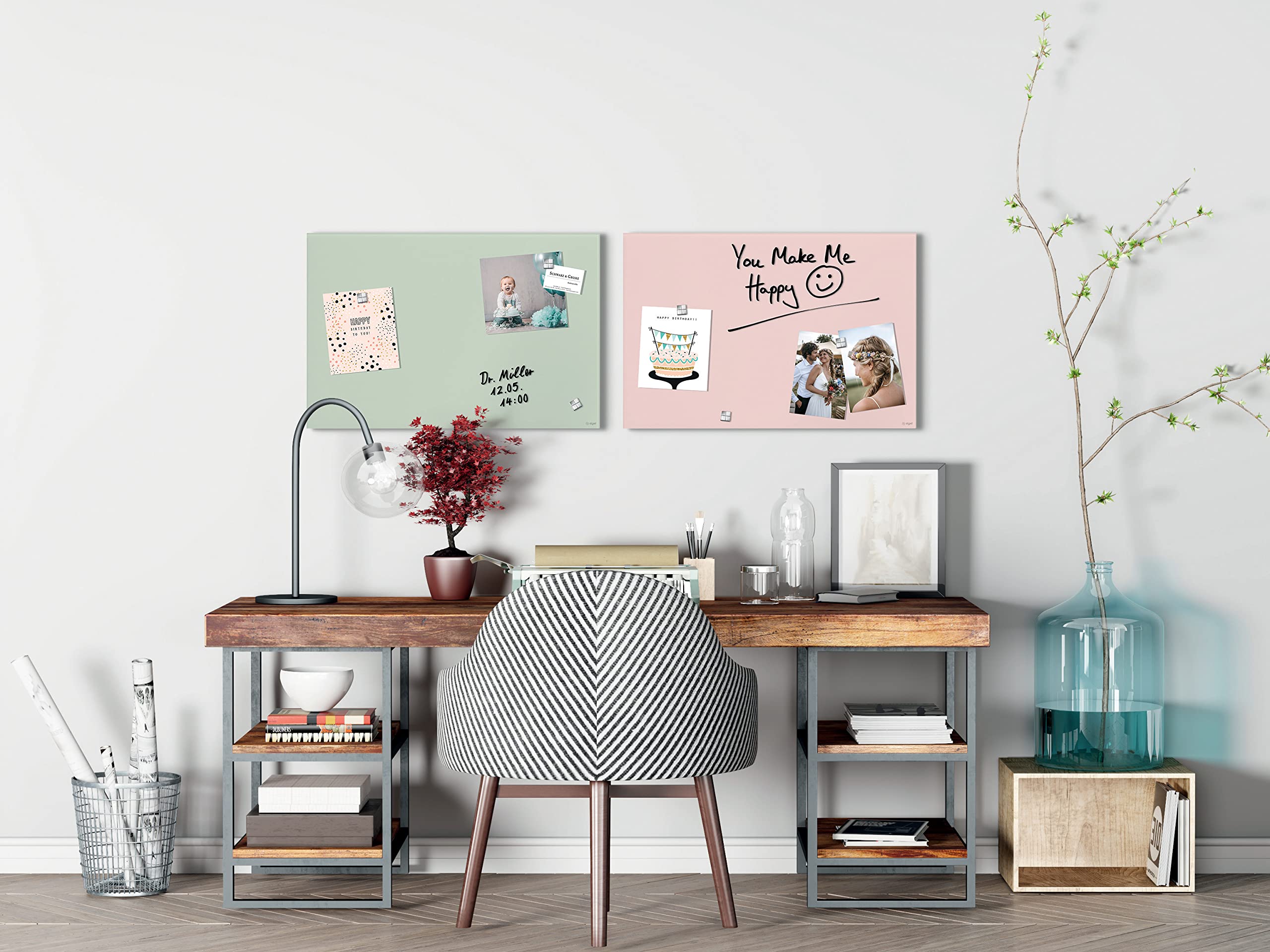 SIGEL GL515 Lavagna magnetica in vetro premium, superficie opaca, 60 x 40 cm, montaggio facile, mint, Artverum