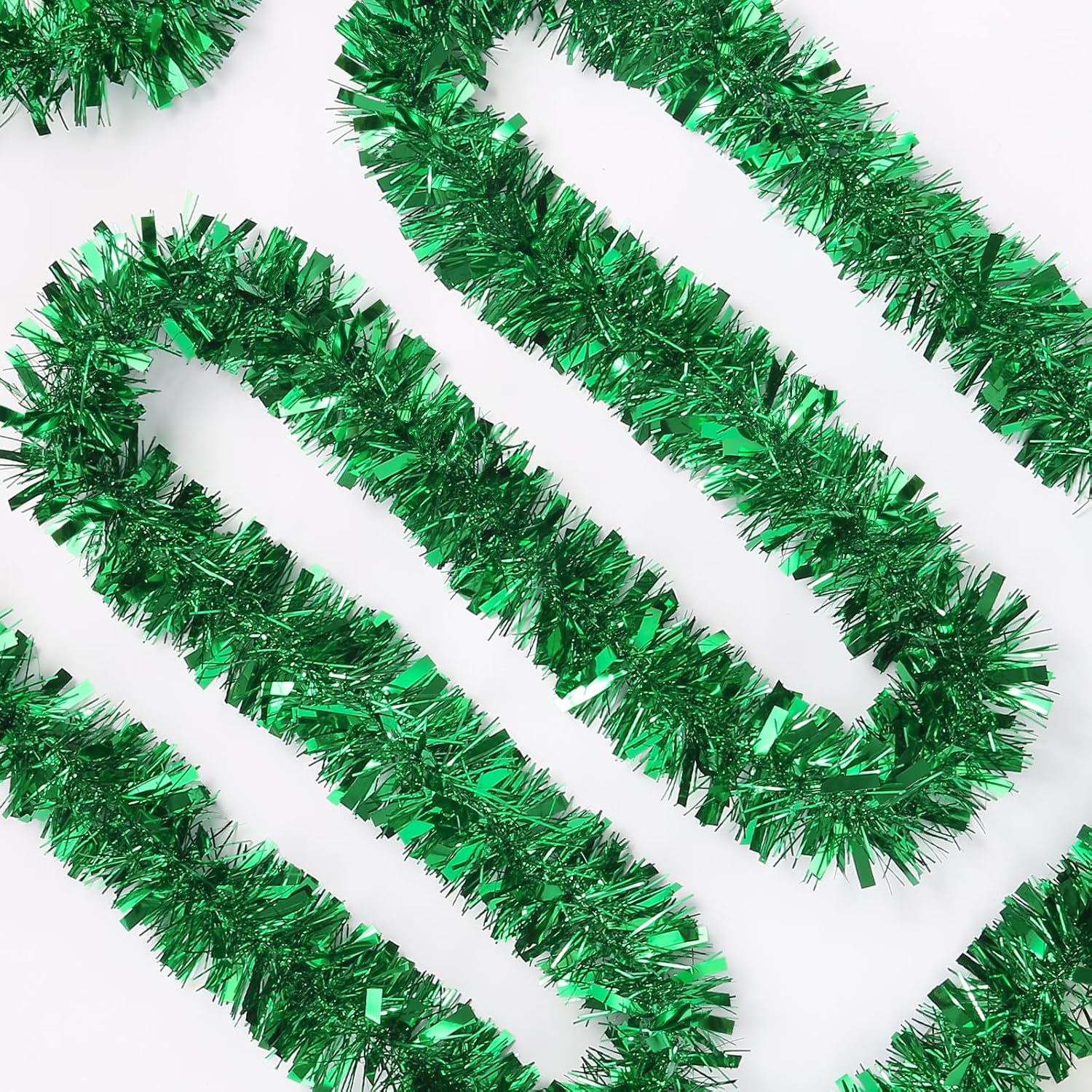50Ft Green Christmas Garland, Artificial Non-Lit Soft Green Garlands, Christmas Pine Greenery Garland Decor for Tree, Stairs, Railing Front Door, Mantle Fireplace (Greenery)