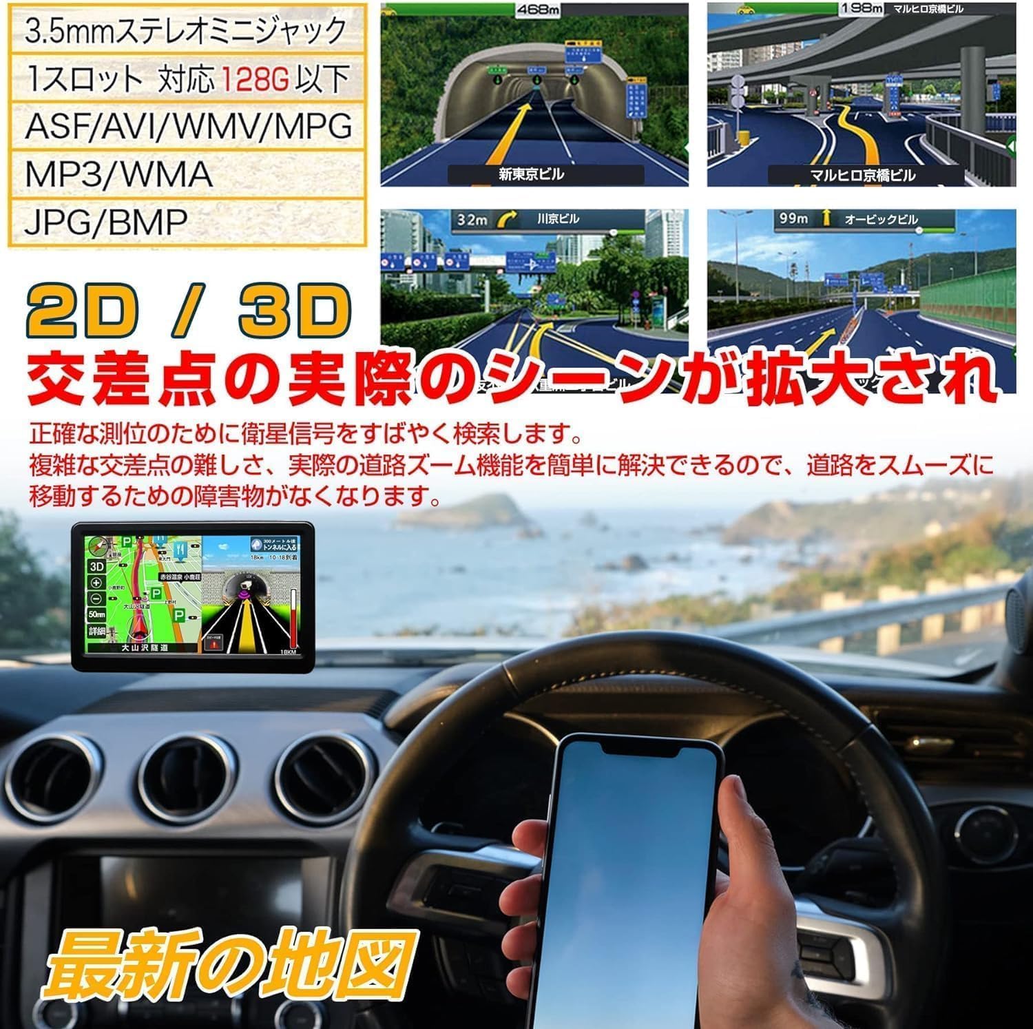 Amazon.co.jp: カーナビ ポータブルナビ 7インチ 衛星数1.8倍 12V/36V