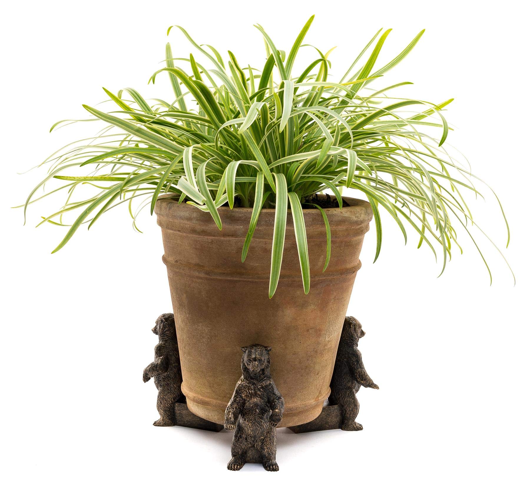 Potty Feet Bronze Grizzly Bear Figures Plant Pot Feet - Planter Support - Handmade Decorative Ornaments - 3Pcs