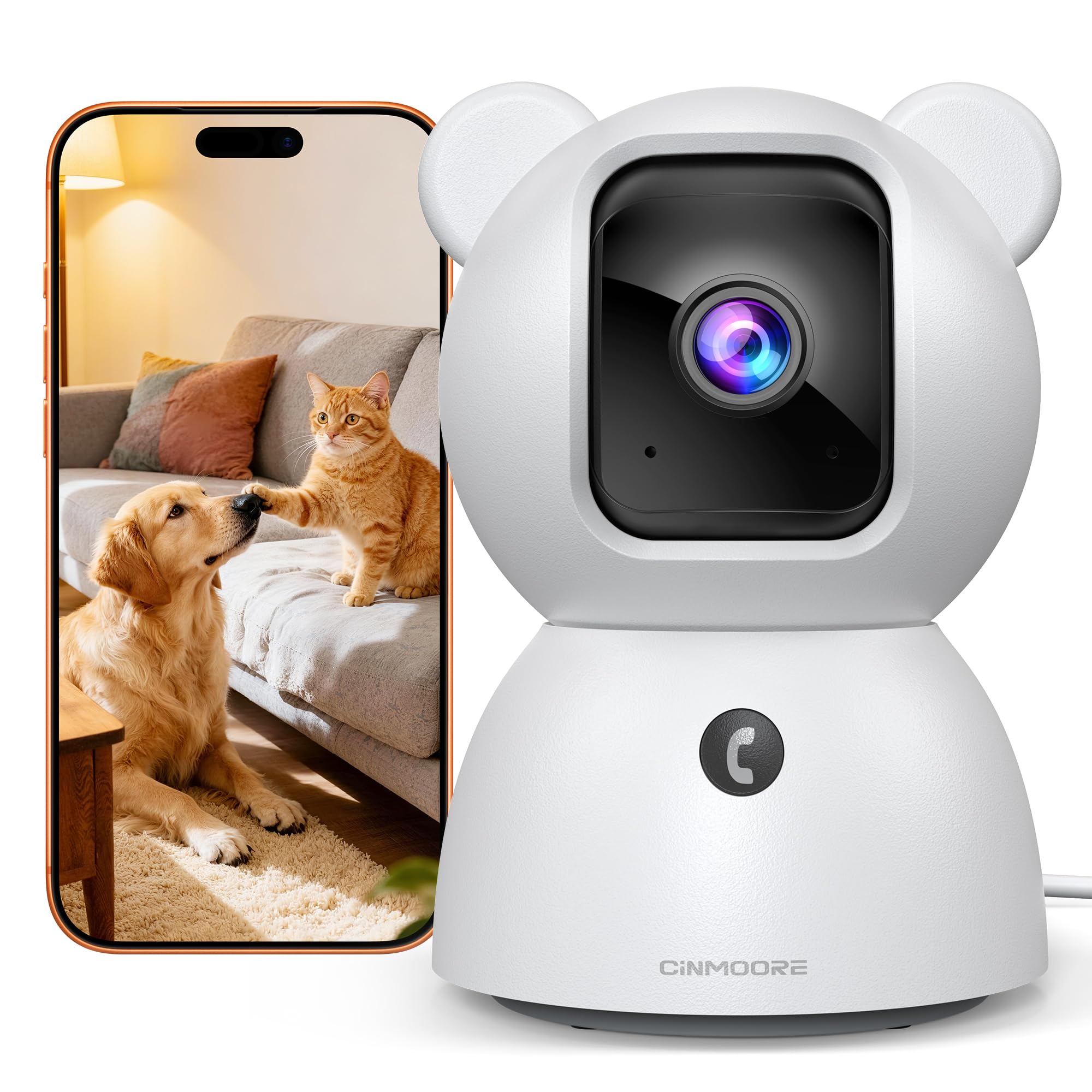 Photo 1 of [LOCKED] 2.5K Camera for Home Security, Non-Subscription AI Human/Pet/Crying Detection, 4MP Dog/Cat/Pet Camera Indoor with Phone App, Pan Tilt 2.4G WiFi Indoor Cameras, IR Night Vision, Full Duplex 2-Way Audio