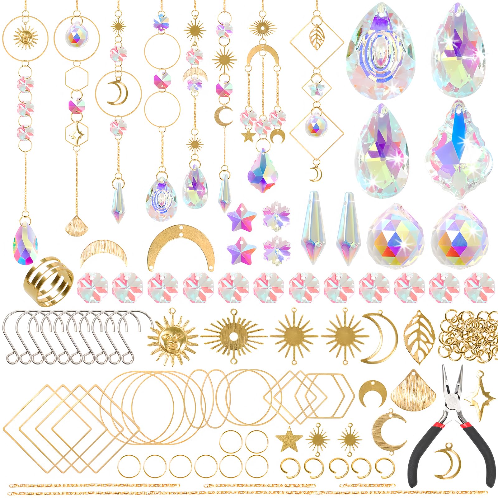 Viicoor Clear Crystal Suncatchers Diy Kit 200 Pieces, Sun Catchers Arts And Crafts For Adults, Diy Prism Making, Interior Window Accessories