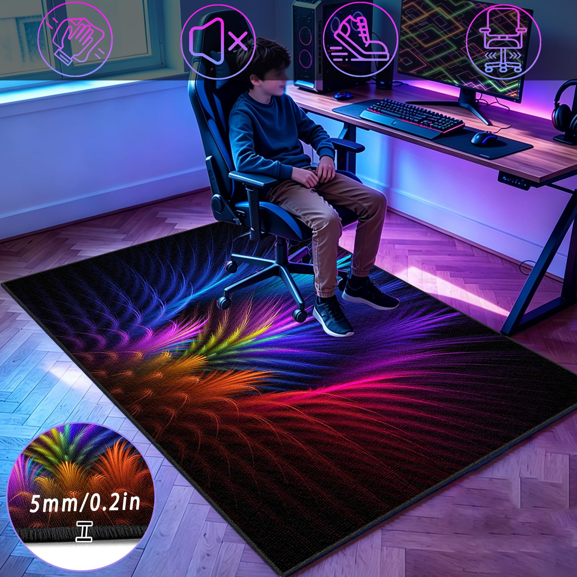 Mata do zabawy do pokoju chłopięcego mata do zabawy 80 x 130 cm mata podłogowa do gier, mata podłogowa e-sportowa mata na krzesło do gier salon mata ochronna na podłogę do gier 3D do jadalni