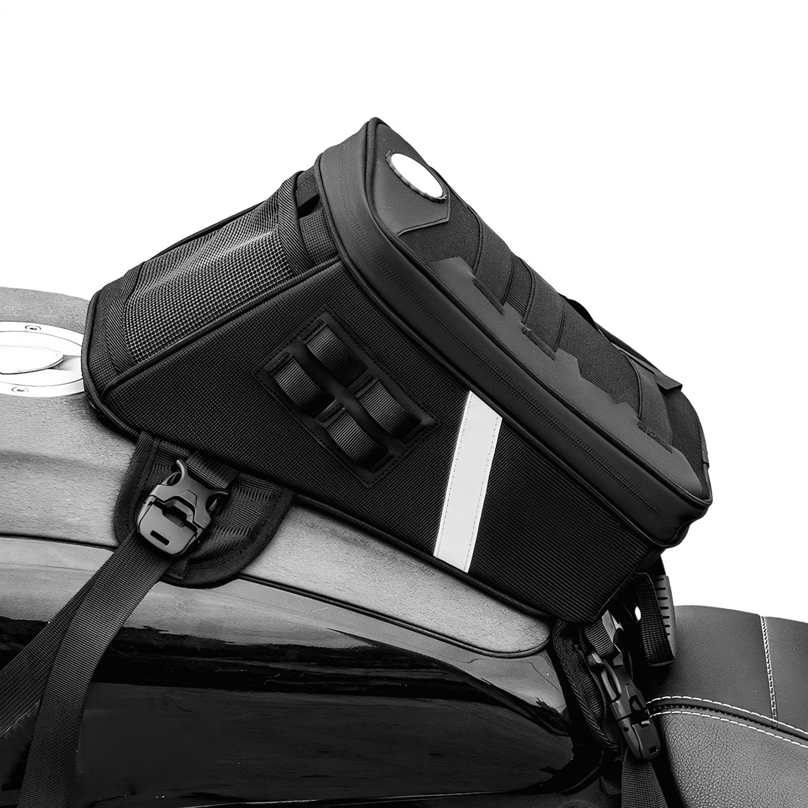 Generisch Zaino da serbatoio da moto da 5 l, borsa a tracolla antiscivolo con riflettente e elastica, pratico per moto, bicicletta, escursionismo, fitness, viaggi per uomini e donne