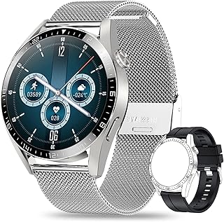 Smart Watch for Men, 1.32" Touch Screen Fitness Watch Waterproof Smartwatch with Heart Rate Monitor Sleep Tracker Calorie Pedometer Activity Fitness Tracker Smart Watches for iOS Android(Color:Silver)