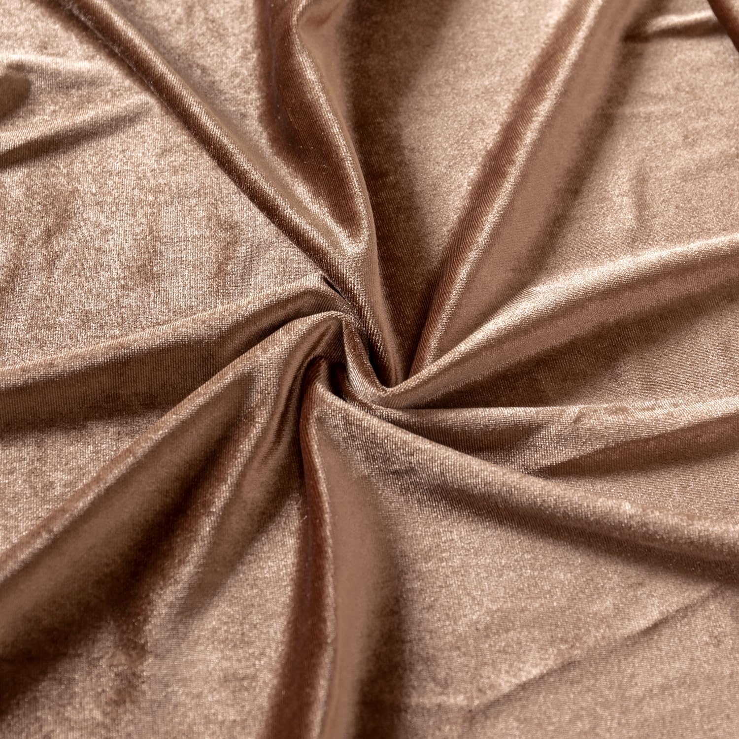 Stretch Velvet Fabric by The Yard for Apparel,Sewing,Crafting,Full Dress 93% Polyester 7% Spandex 63" Wide (Light Brown,5Yards)