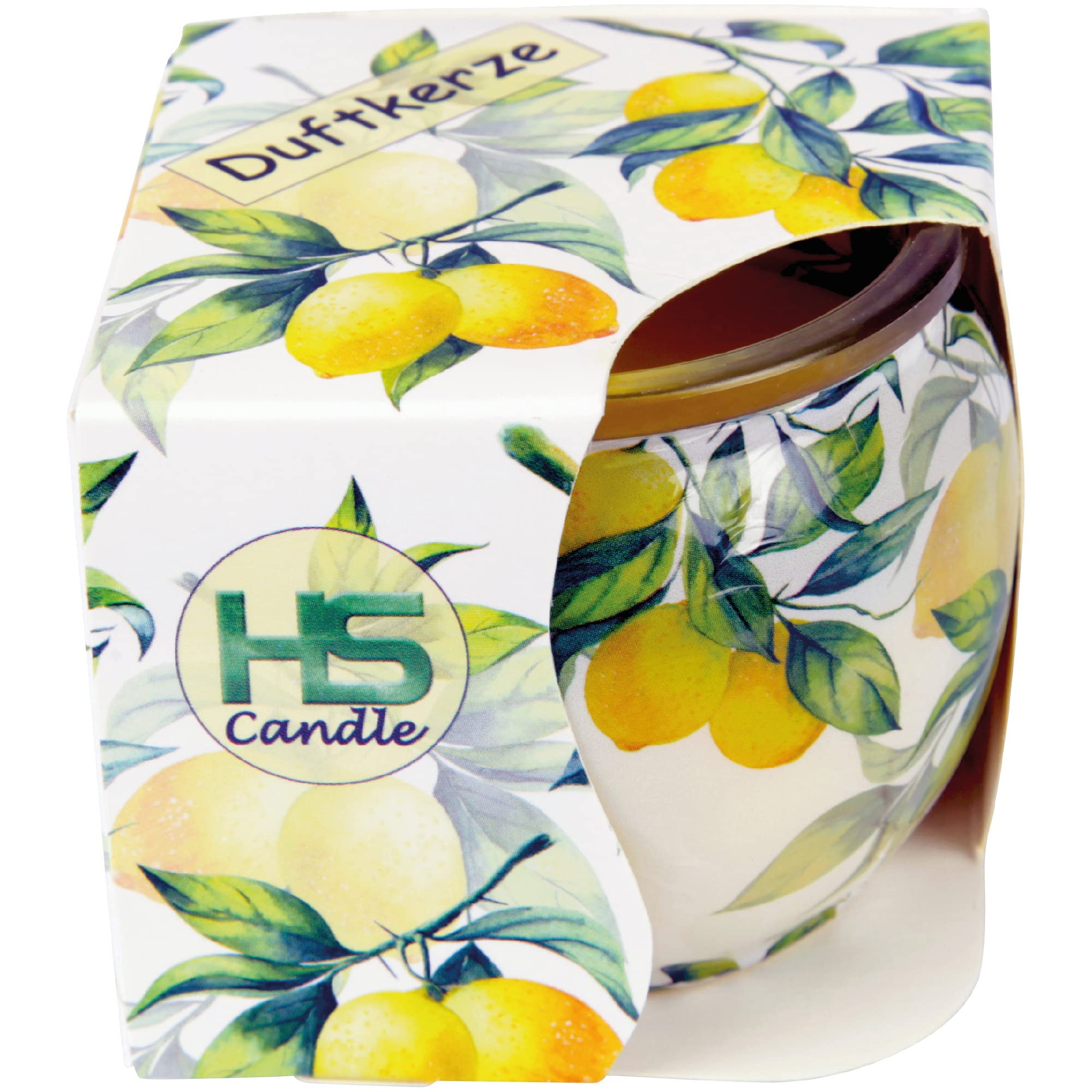 Velas perfumadas con diseño de 6 unidades, en cristal, larga duración de combustión y agradable aroma (limón)