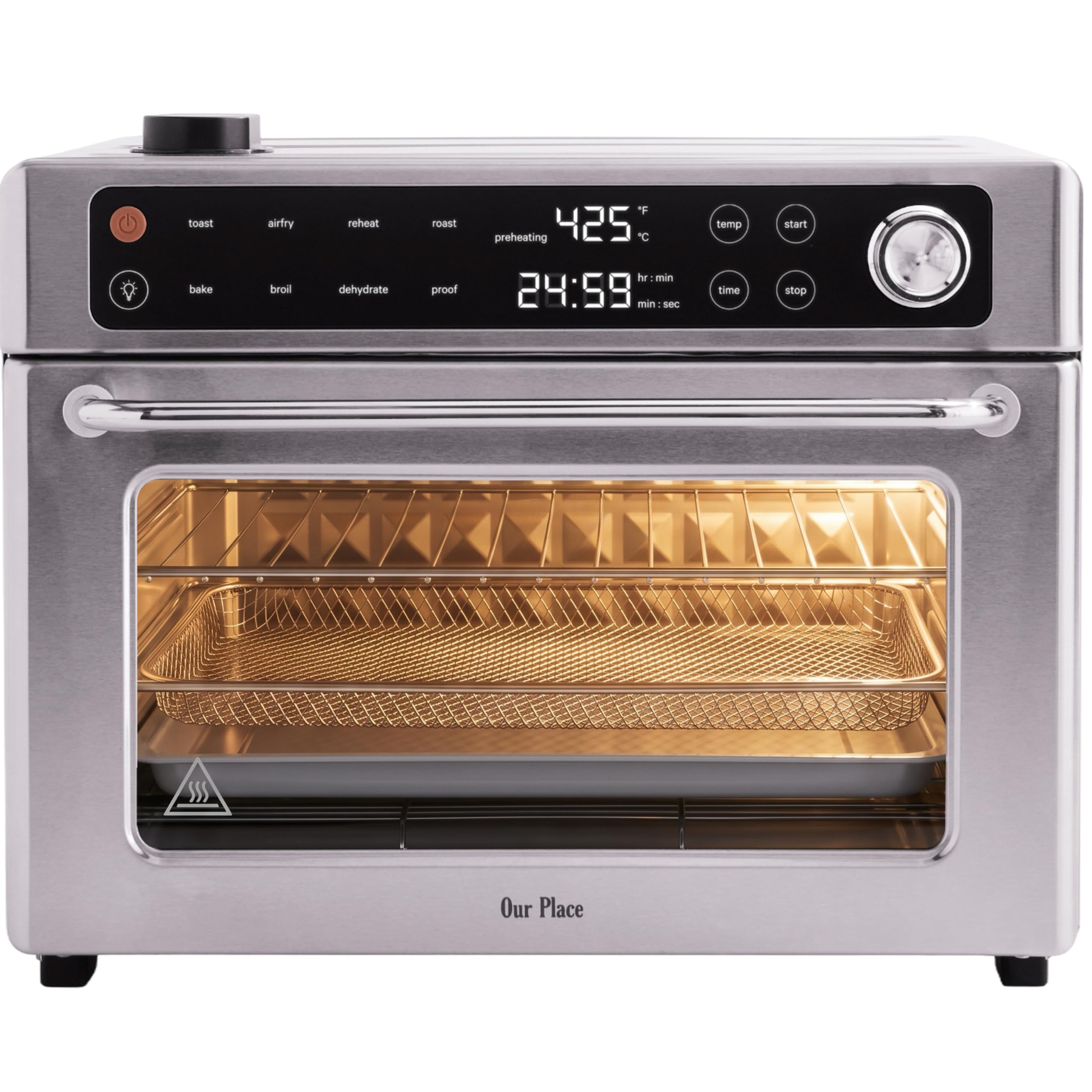 Our Place Wonder Oven Pro, 8-in-1 Digital Air Fryer Oven, 3-Rack, 32 Qt | Non-toxic air fryer toaster oven combo; basket, rack, pan, tray; air fry, toast, roast, bake, reheat, broil, proof, dehydrate