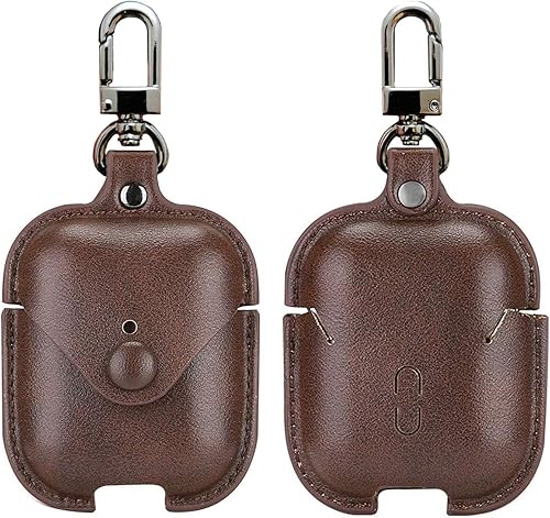 MODOS LOGICOS Funda de carga para Air Pods 12, funda de cuero con cierre seguro compatible con Apple AirPods de 12 generación, color marrón MODOS LOGICOS Funda de carga para Air Pods 12, funda de cuero con cierre seguro compatible con Apple AirPods de 12 generación, color marrón