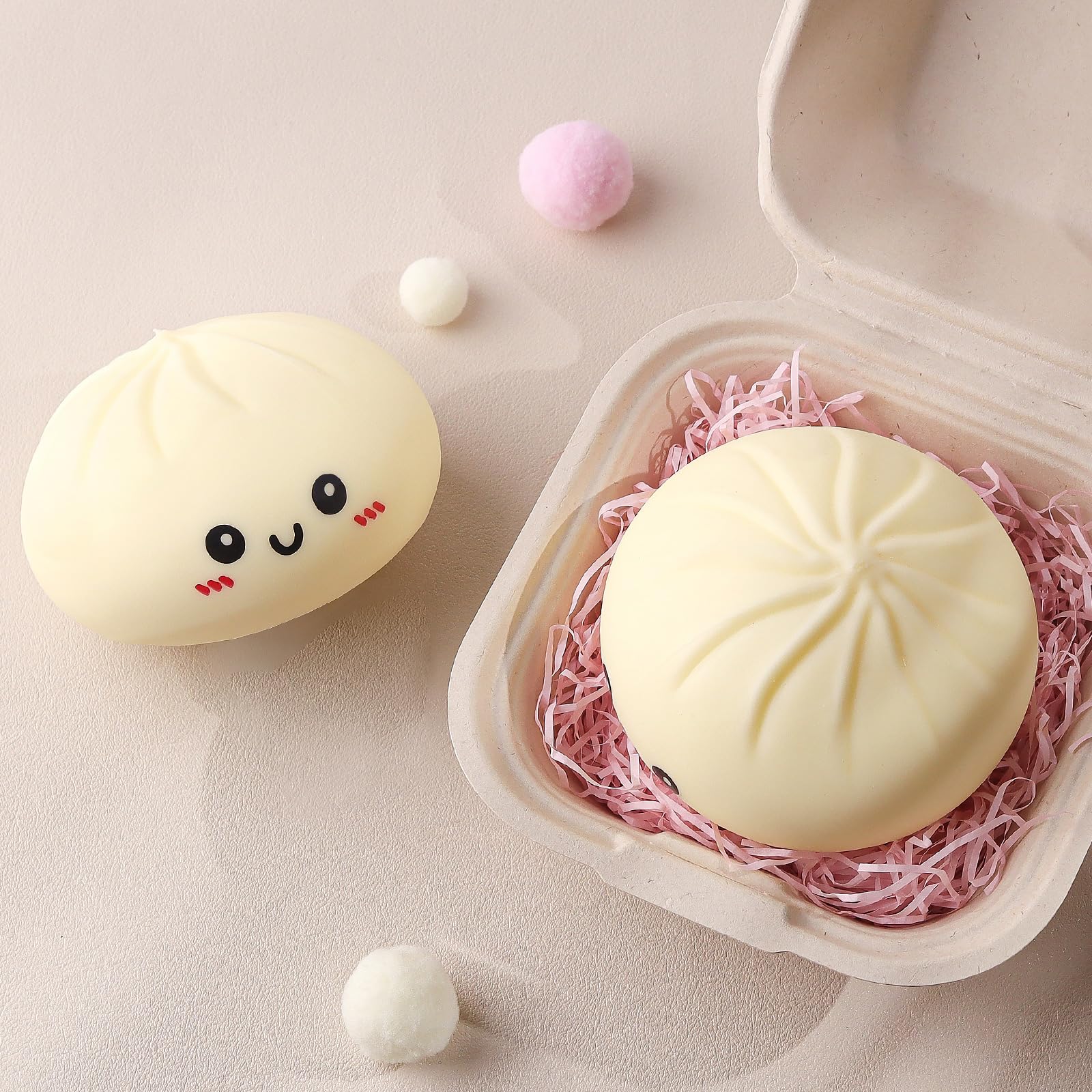 Dumpling Squishy | Giant Dumpling Squishy Toy | Large Stress Relief Sensory Ball For Adults & Kids | Soft Squeeze Relieve Stress Dough, It Looks Like It Was Just Steamed