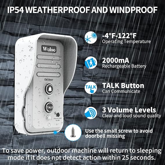 Wireless Intercom Doorbell Chime for Home Intercomunicador (1T2 White) ...