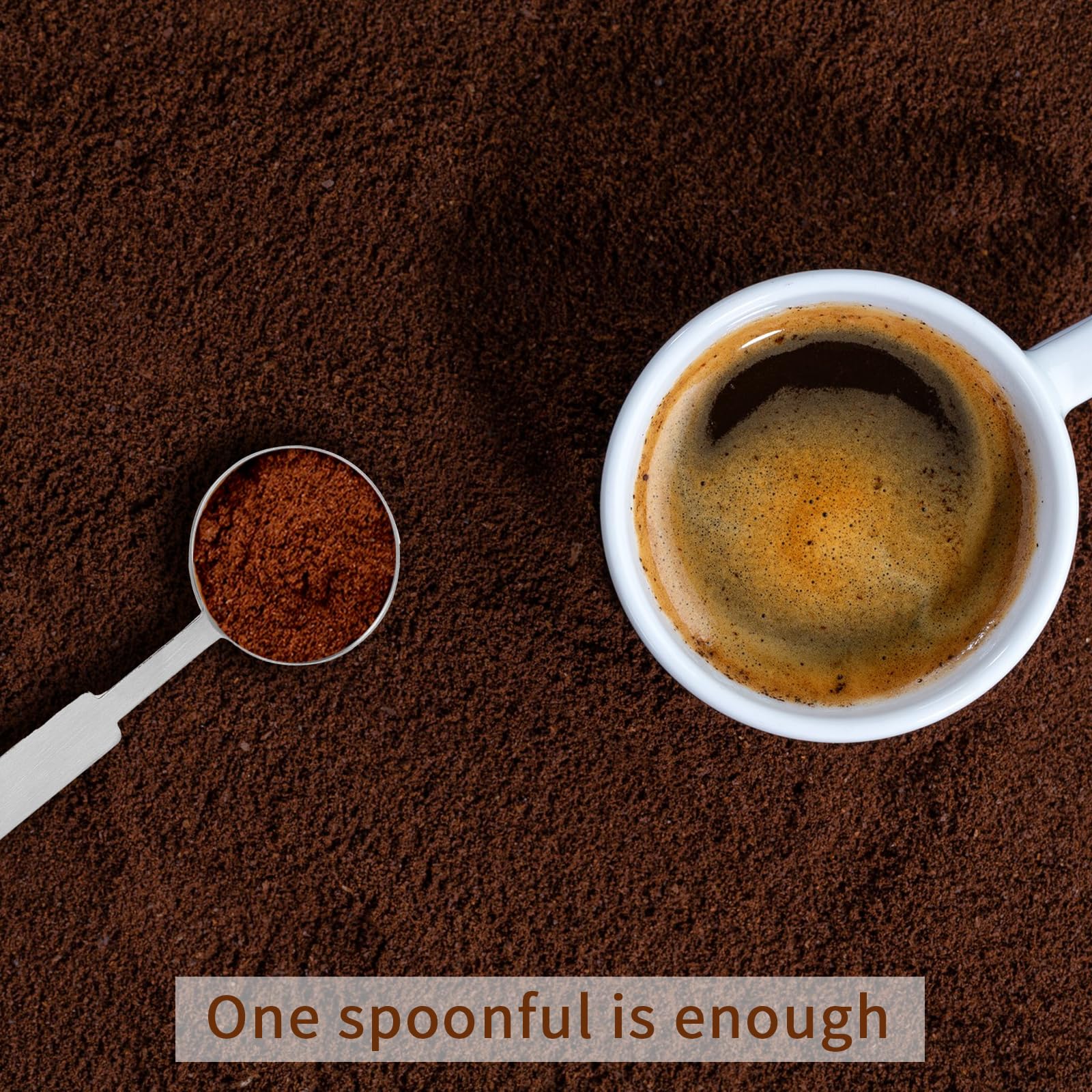 1 cucchiaino da caffè in acciaio inox da 15/30 ml, cucchiaio dosatore, impugnatura comoda, con paletta corta per caffè macinato