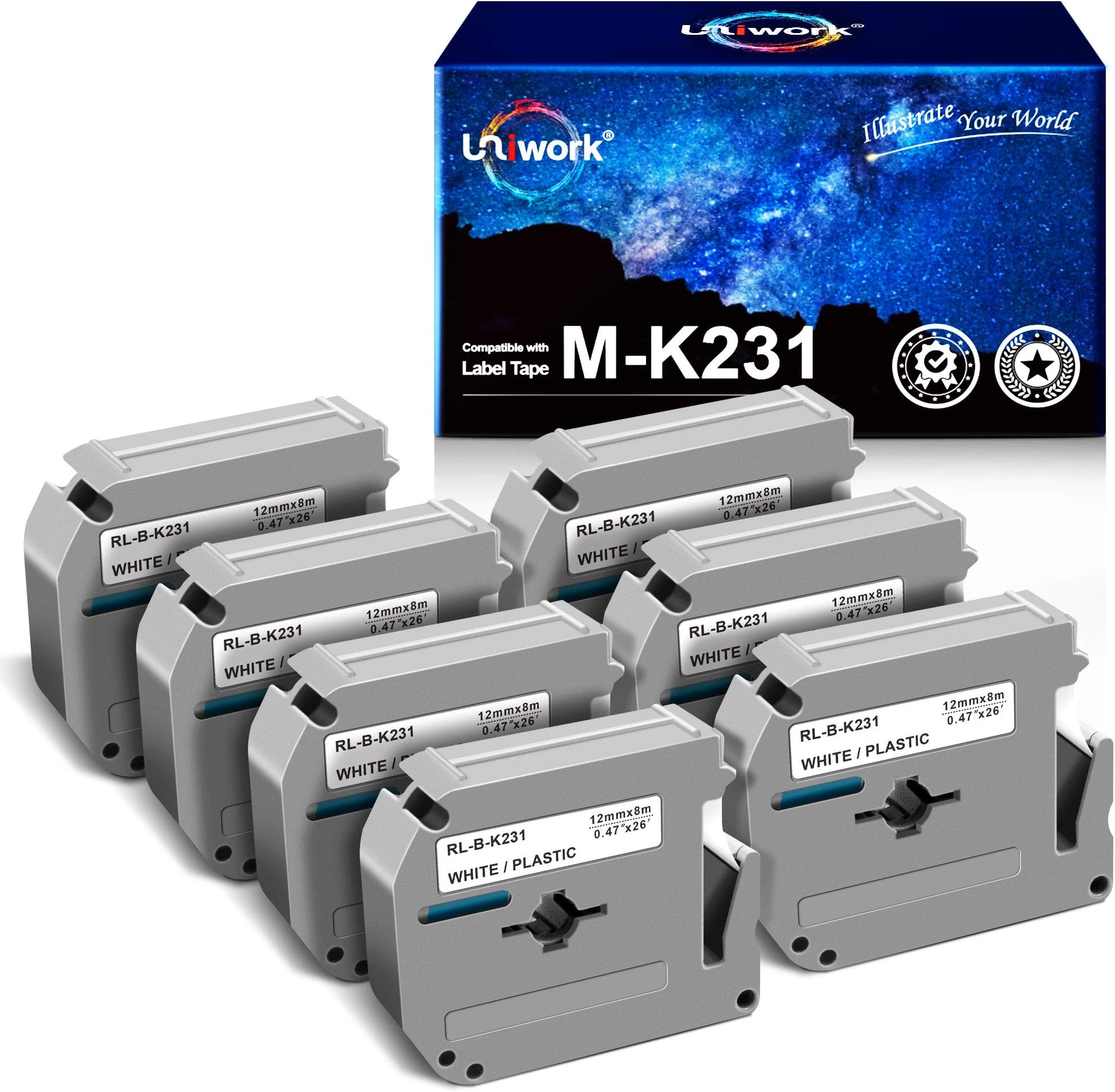 Unismar Compatible con cinta Brother MK231s de 12 mm 0.47 blanca M