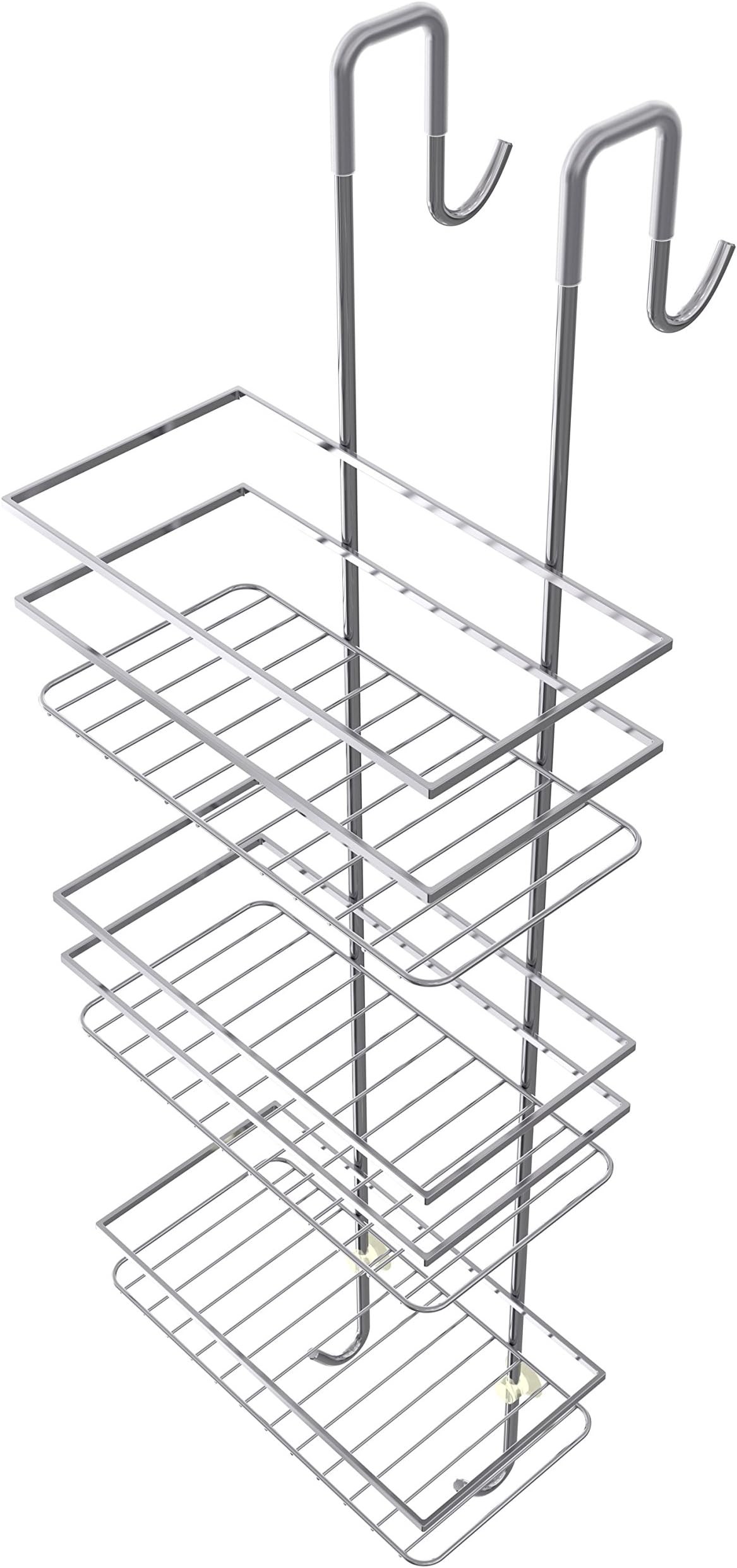 Shower Caddy (HAND MADE WITH STAINLESS STEEL) by RuneSol® Home | 3 Tier, Extra Long and Wide Large Hanging Over the Door Bathroom Organiser | Suction Cups and Extra Hooks, This Steel Shower Caddys got it all!