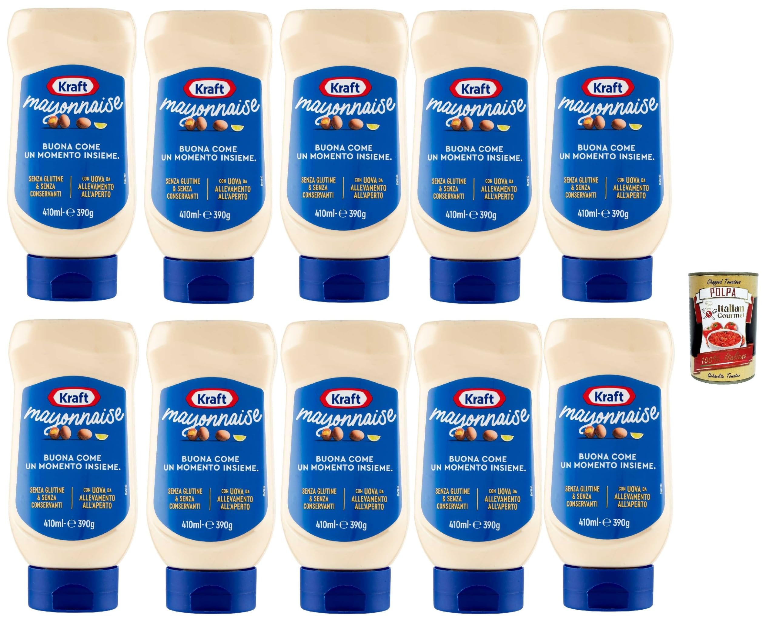 Kraft Klassik Mayonnaise mayo classic Fritessoße Soße Sauce top down 10x 390ml + Italian Gourmet polpa 400g