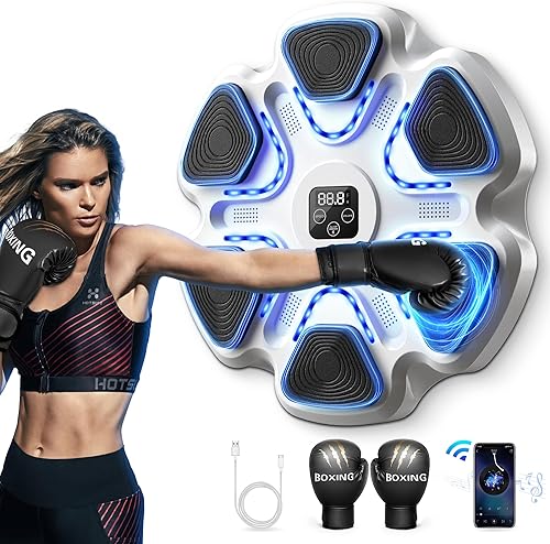 Music Boxing Machine with Gloves for Adults Boxing Machine Wall Mounted Music, Smart Connection Boxing Equipment for Home and Gym, Training Machine