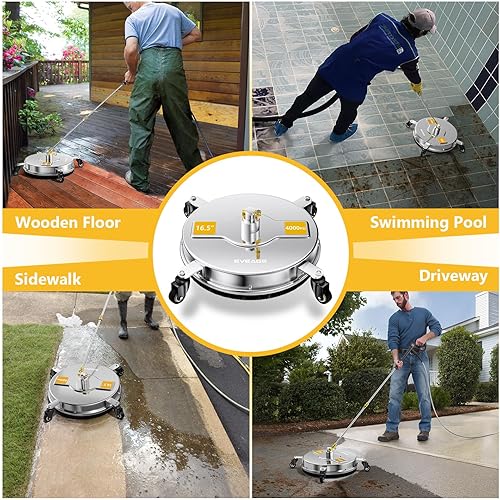 Miniatura 8 de EVEAGE Limpiador de superficie de lavadora a presión de 16.5 pulgadas, limpiador de superficie con varilla de extensión y boquilla de repuesto, 4