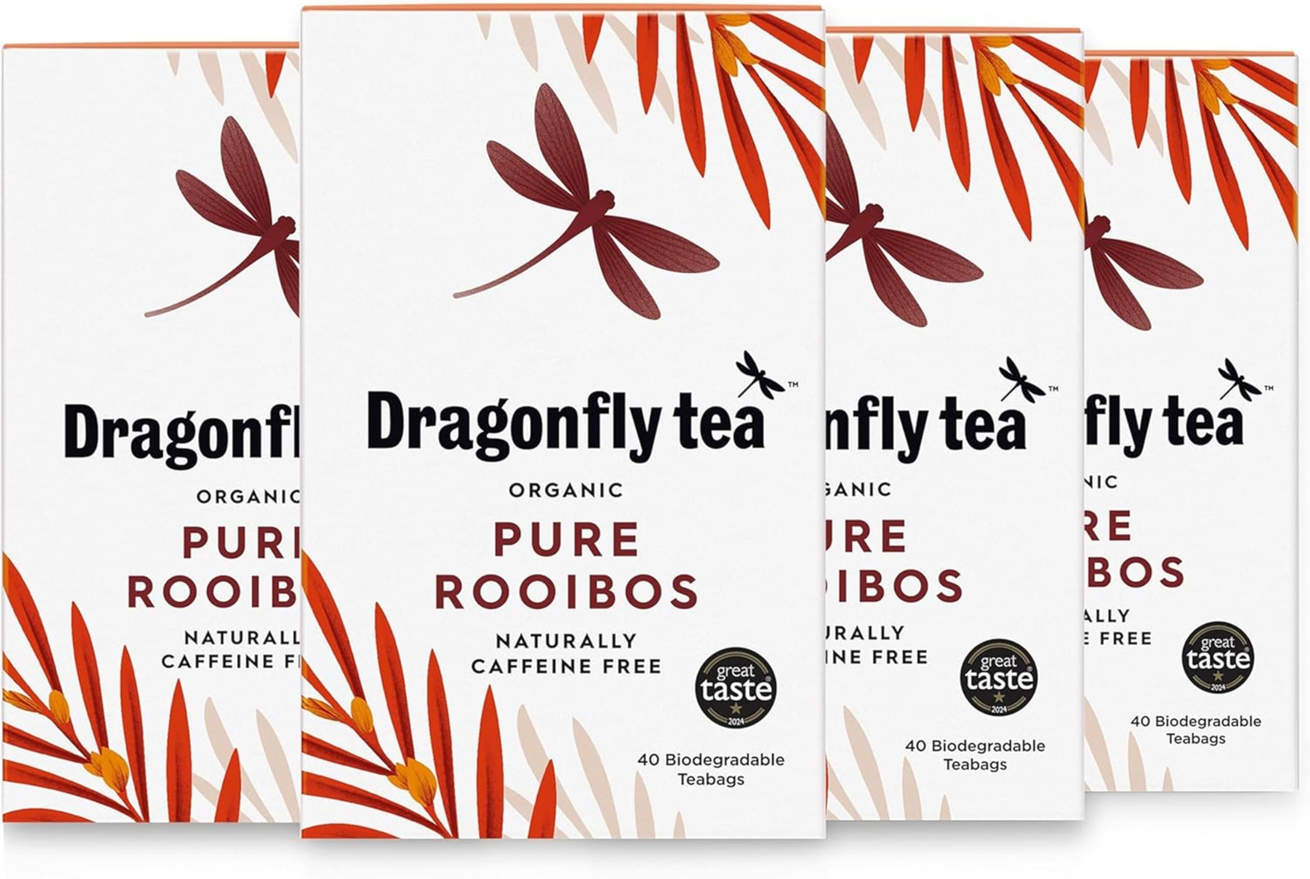 Rooibos Tea | Pack of 4 x 40 Organic Tea Bags (160 Teabags) | Naturally Sweet Herbal Tea Bags | Rooibos TeaBags | Caffeine-Free Tea | Biodegradable TeaBags