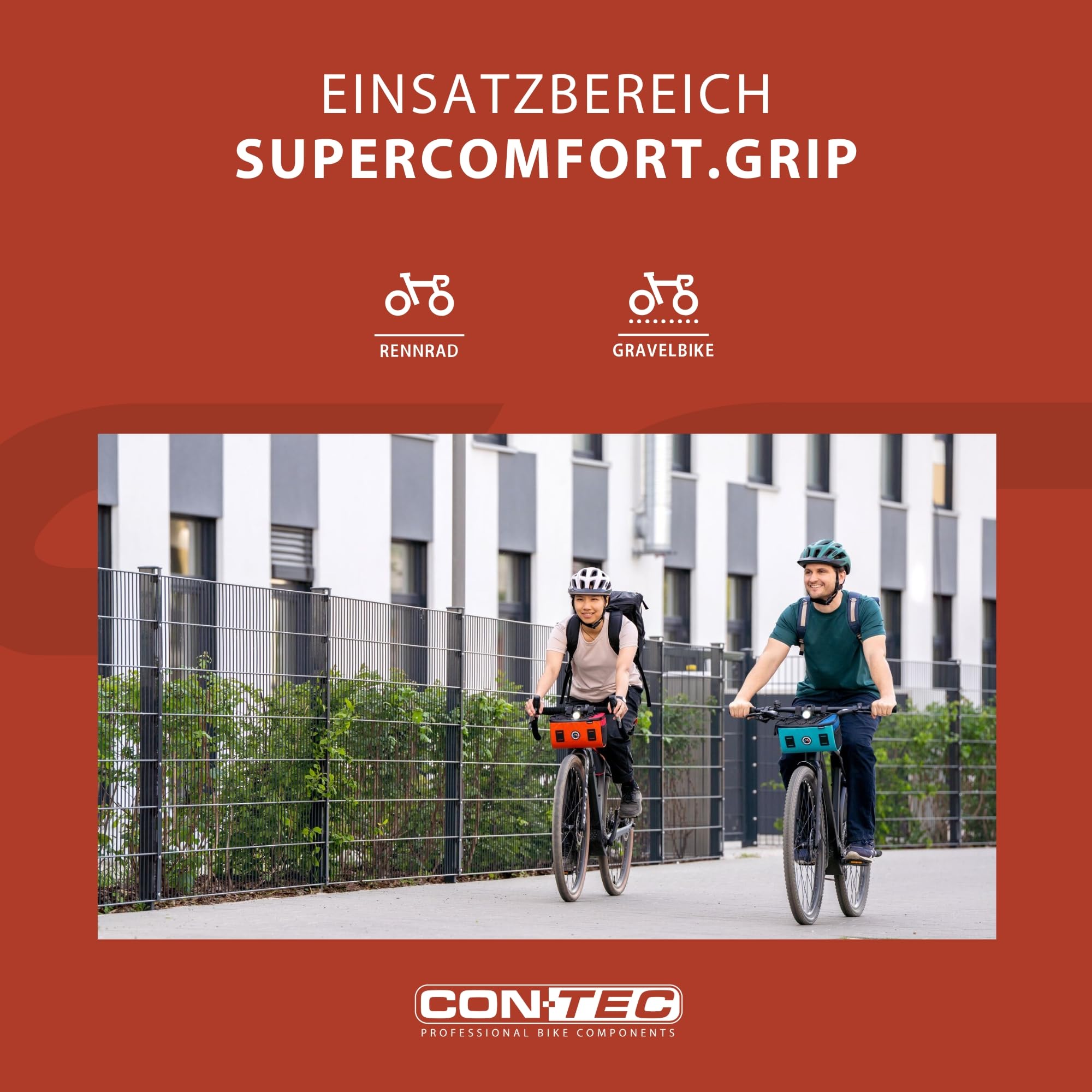 CONTEC Lenkerband SuperComfort.Grip, 2000x30x3 mm, aus Polyurethan, selbstklebend und rutschsicher, mit Silikonstreifen und 2 Lenkerstopfen, Paar, schwarz