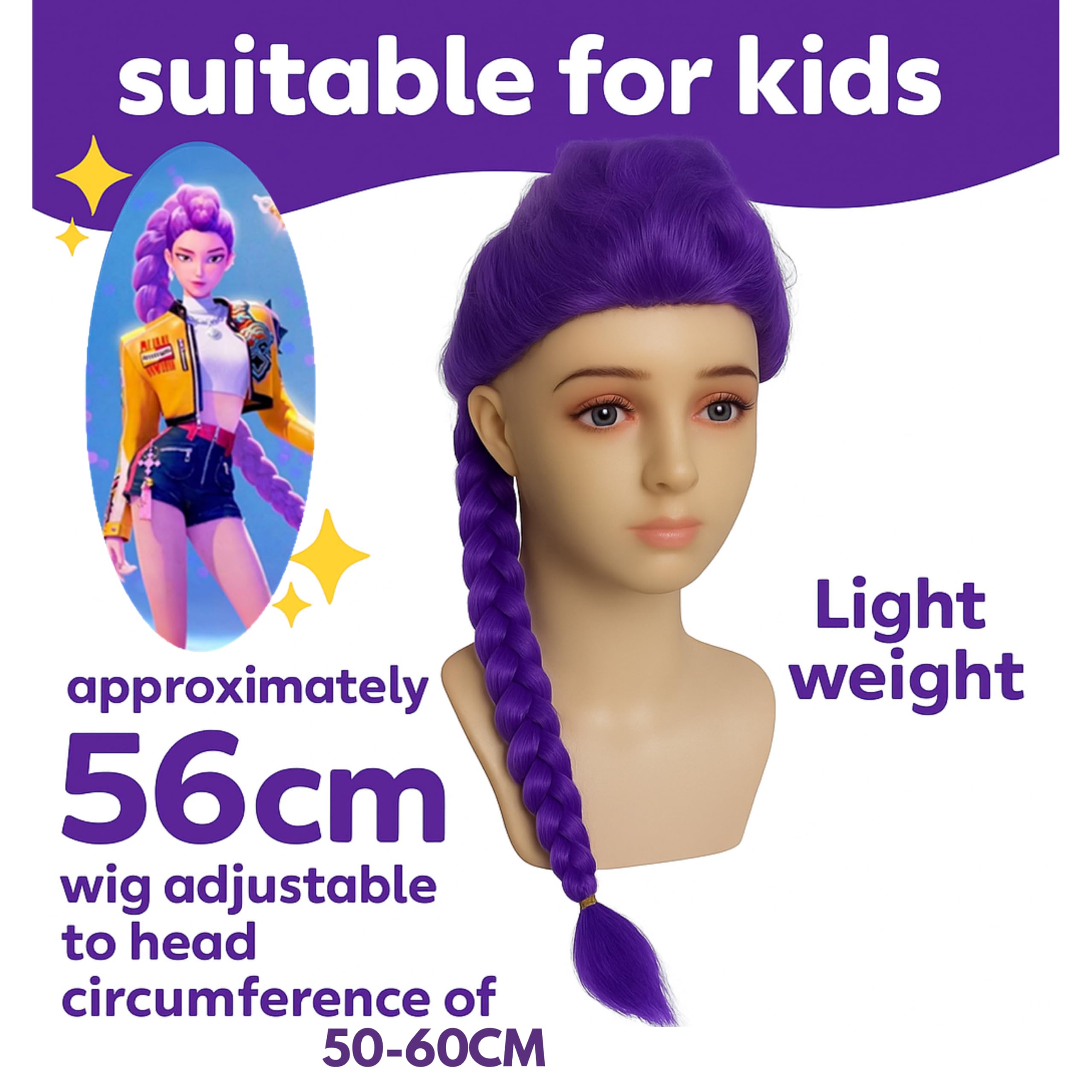 Purple Wig From Famous Cartoon Movie Anime Style Themed Character - Image 3