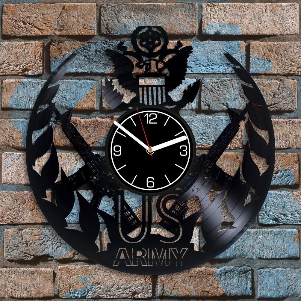 US Army Vinyl Record Wall Clock Military Vinyl Clock Gift for Men US Army Wall Clock Modern Military Home Decor Profession Gift Military Clock US Army Wall Art 12 inch Wall Clock