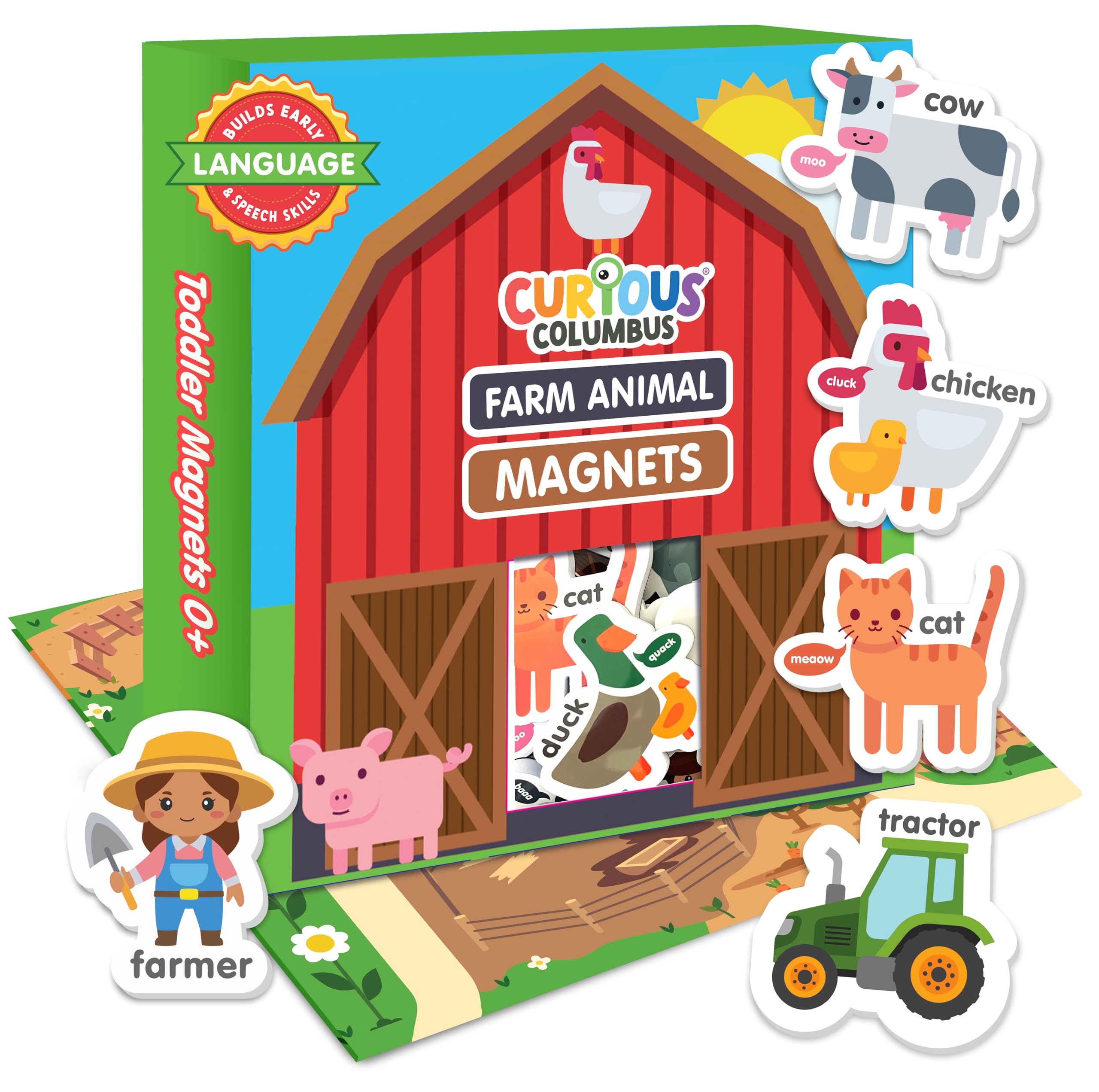 Curious ColumbusFridge Magnets for Toddlers 1-3 Year Olds | Farm Animal Refrigerator Magnets for Kids| Baby ABC Learning and Educational Toys from Babies to Preschool