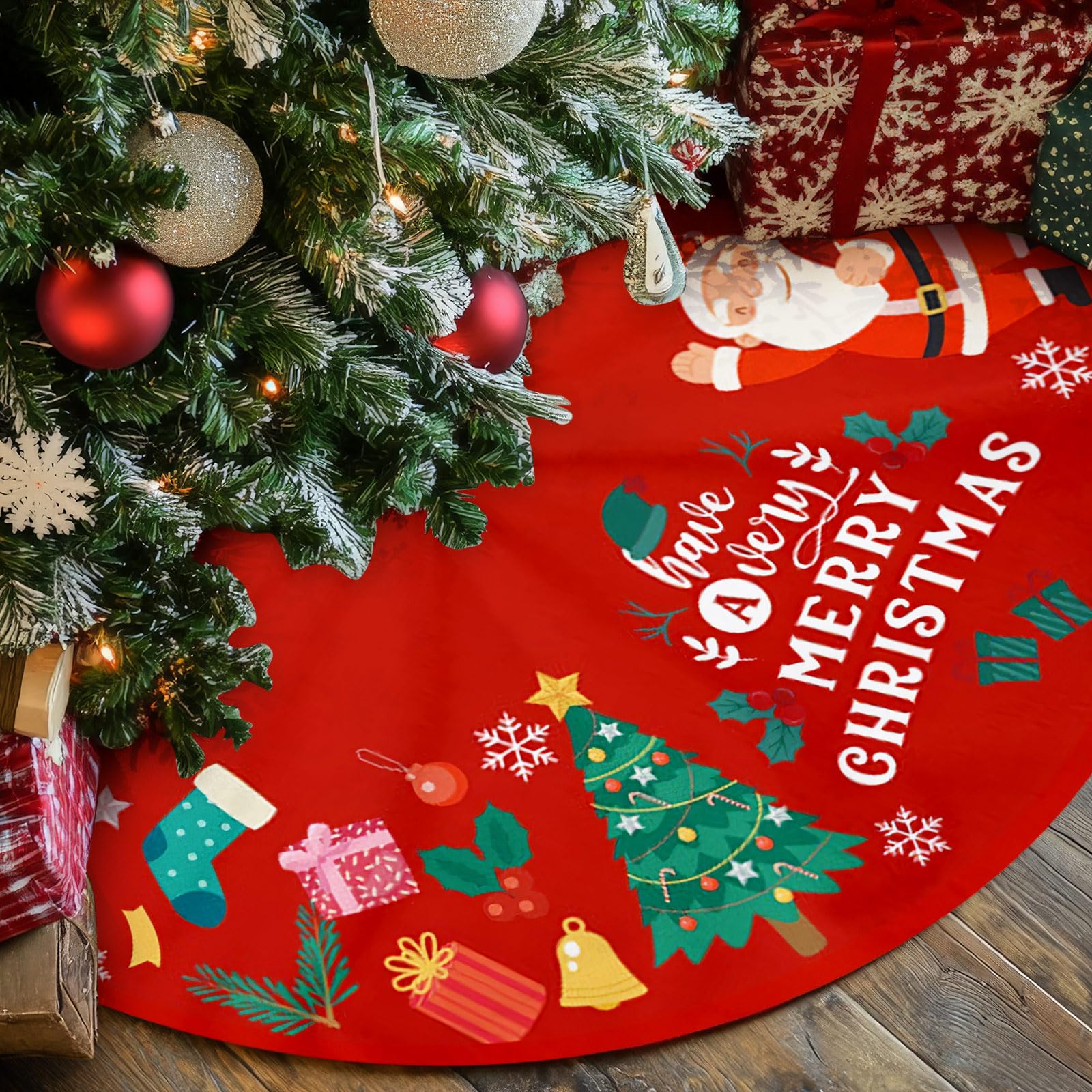 Falda Arbol Navidad Adornos Decoracion, Tapete Manta Faldon Alfombra Cubre Pie Arbol de Navidad Christmas Tree Skirt Saia Arvore de Natal