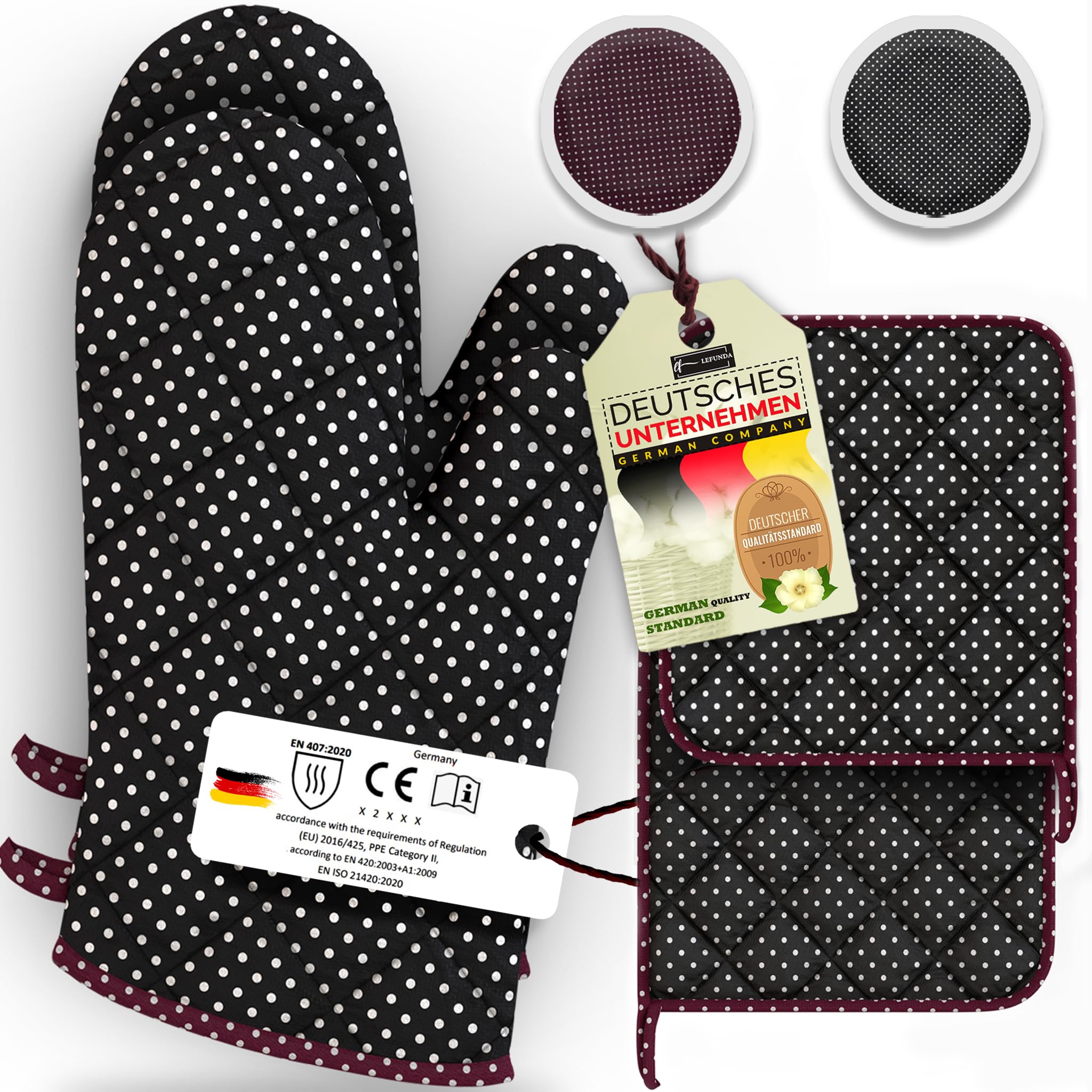 Lot De 4 Gants De Four En Silicone - Antidérapants, Doublure Coton - Résistants à La Chaleur (260°C) - Pour Cuisine, BBQ