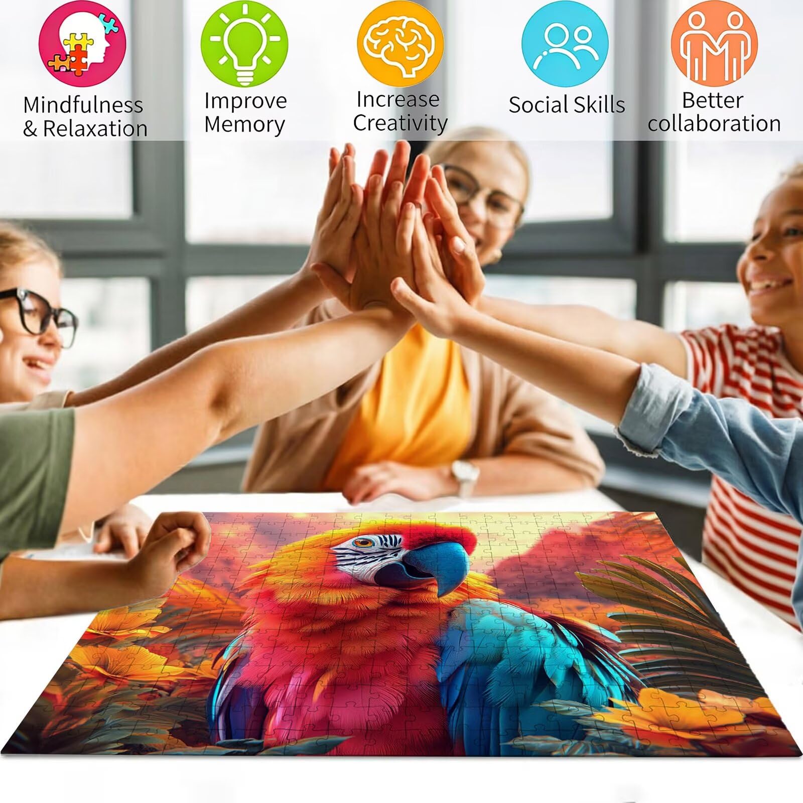 Puzzle 2000 Teile Tier, Holzpuzzle Erwachsene, Klassisches Lernspiel Puzzle Papagei, Groß Impossible Jigsaw Puzzles, Wunderschönes Deko Puzzes und Geschenke, Bastelset Erwachsene 99.5 X 70.5cm 8p-99