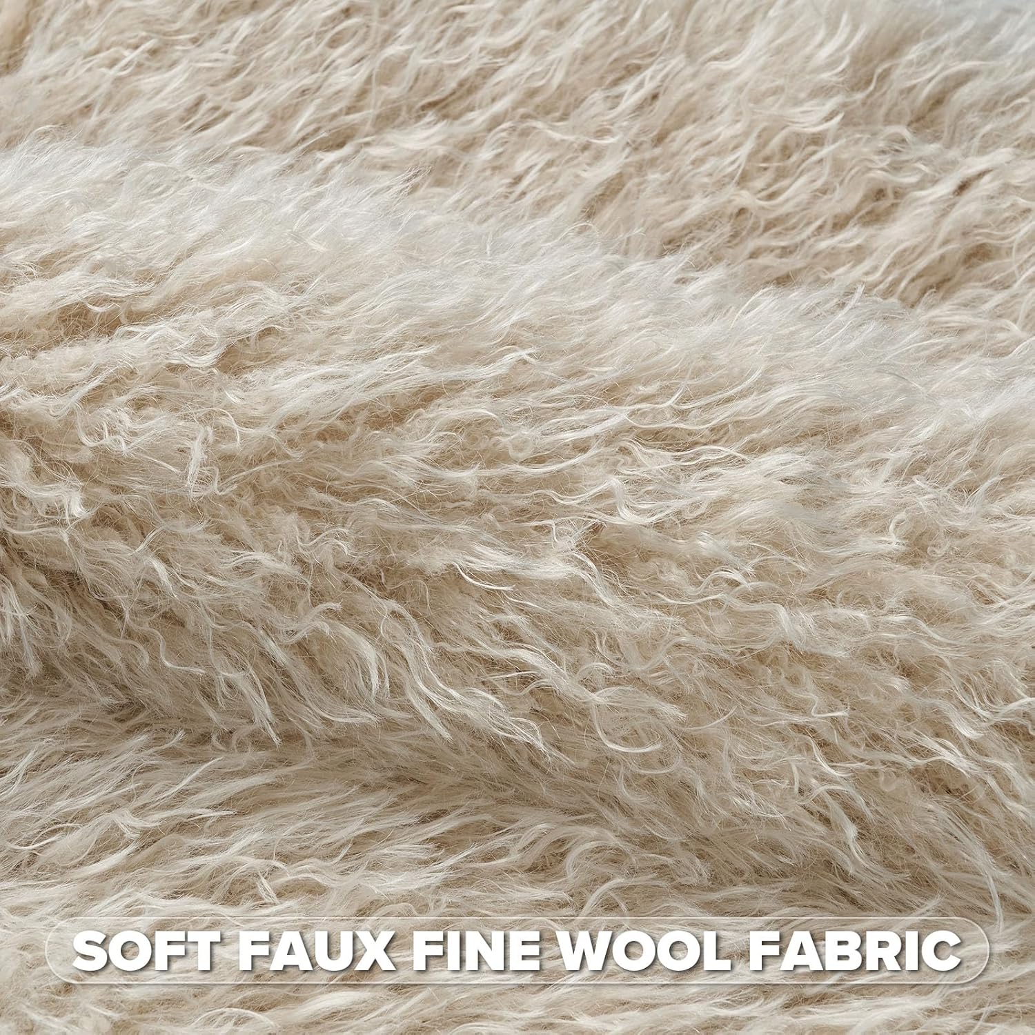 FUTEI Beige Decorative Throw Pillow Covers 18x18 Inch Set of 2,Soft Faux Fine Wool Textured Cushion Case,Luxury Home Decor for Couch Bed Living Room - Image 2